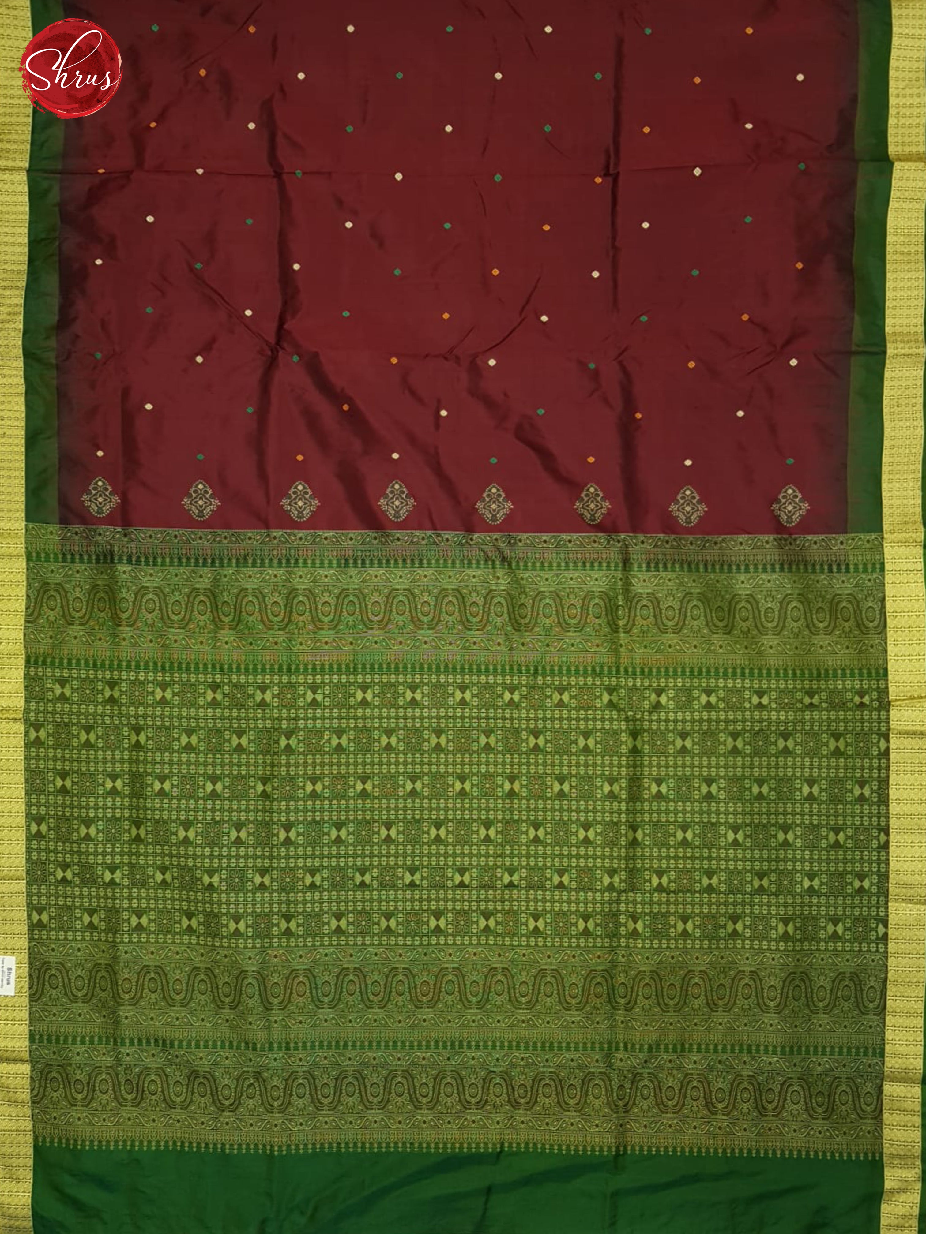 Araku Maroon And Green- Odisha Sambalpuri Silk Saree - Shop on ShrusEternity.com