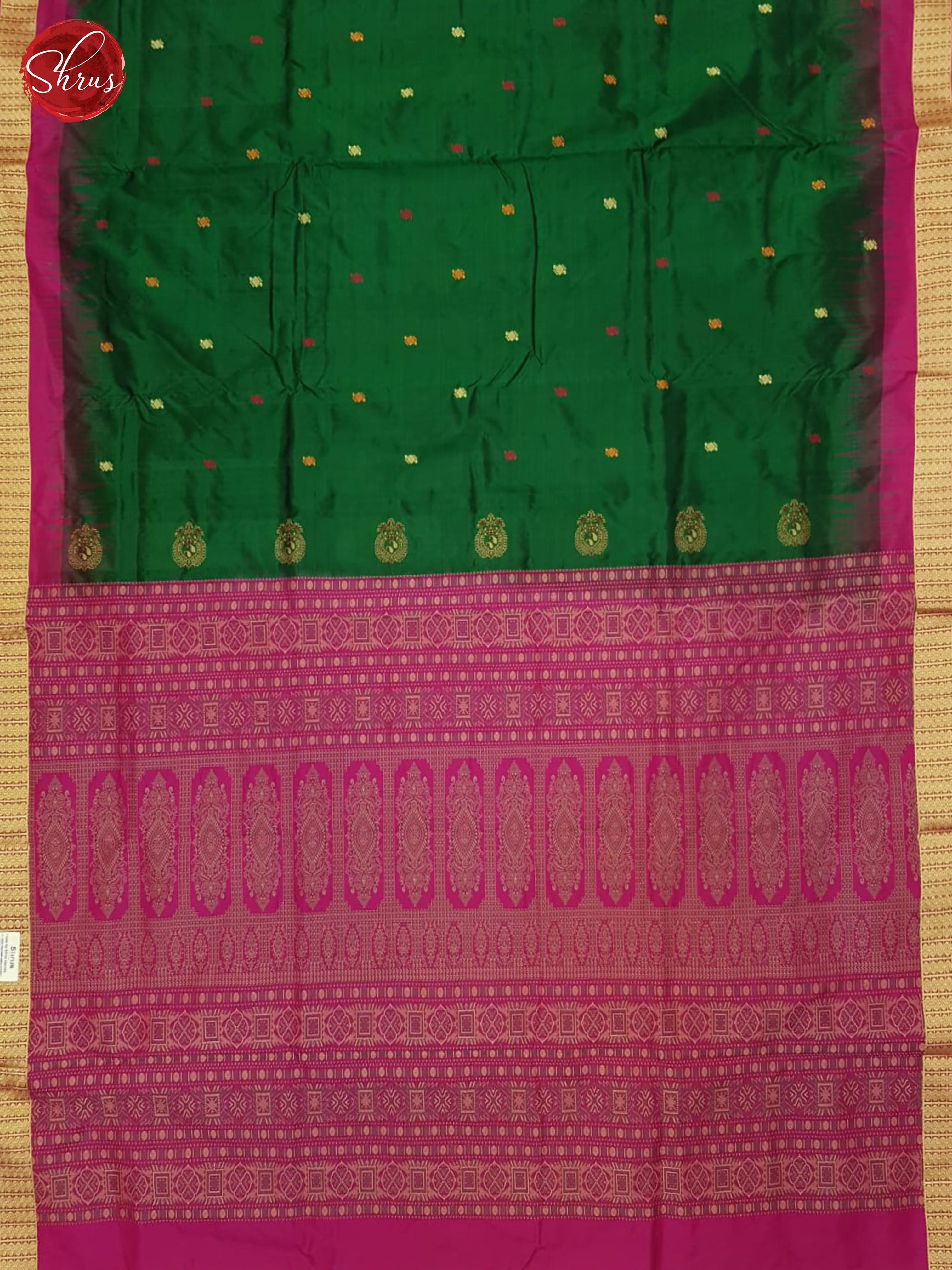 Green And Pink- Odhisha Sambalpuri Silk Saree - Shop on ShrusEternity.com