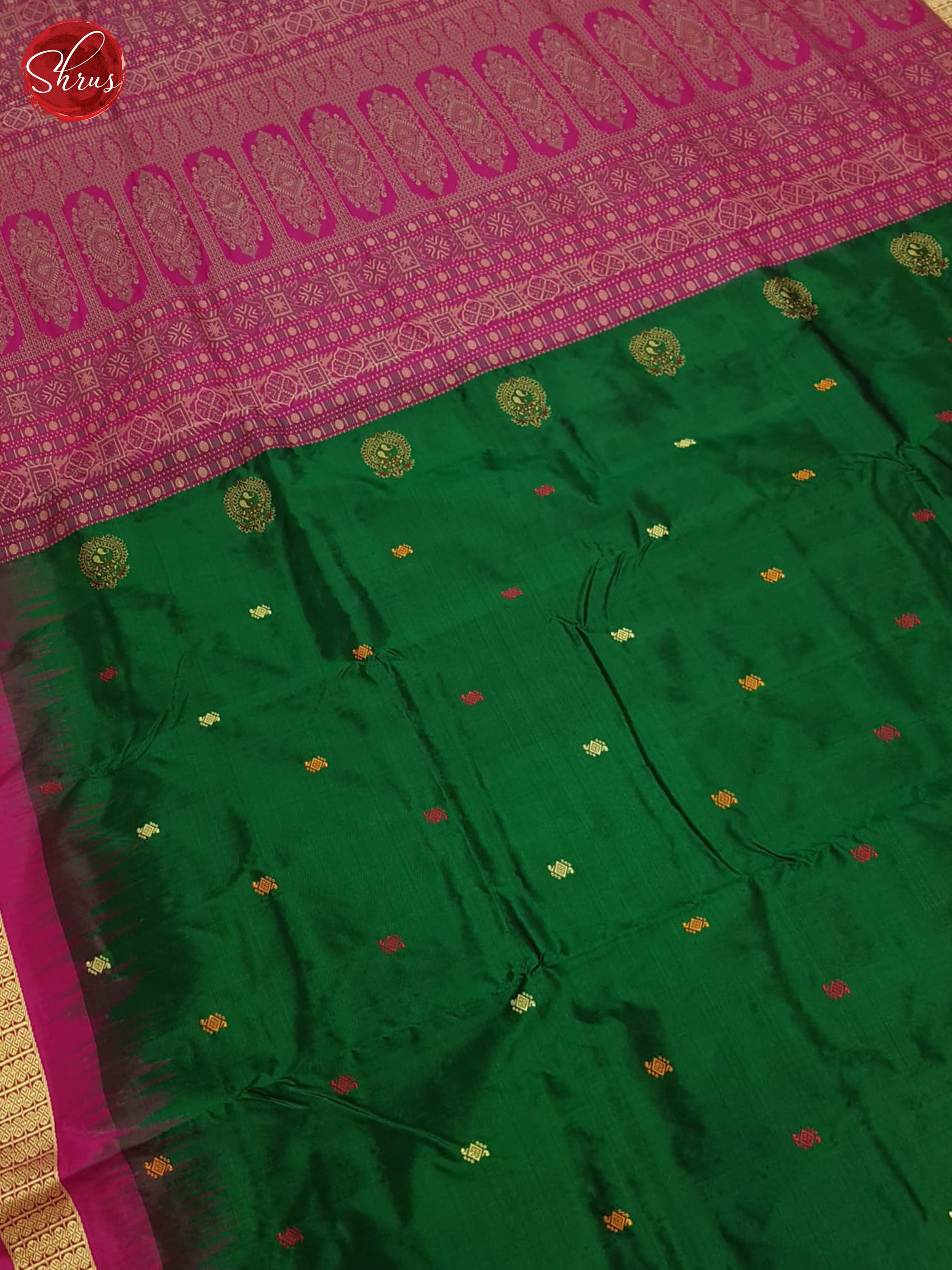 Green And Pink- Odhisha Sambalpuri Silk Saree - Shop on ShrusEternity.com