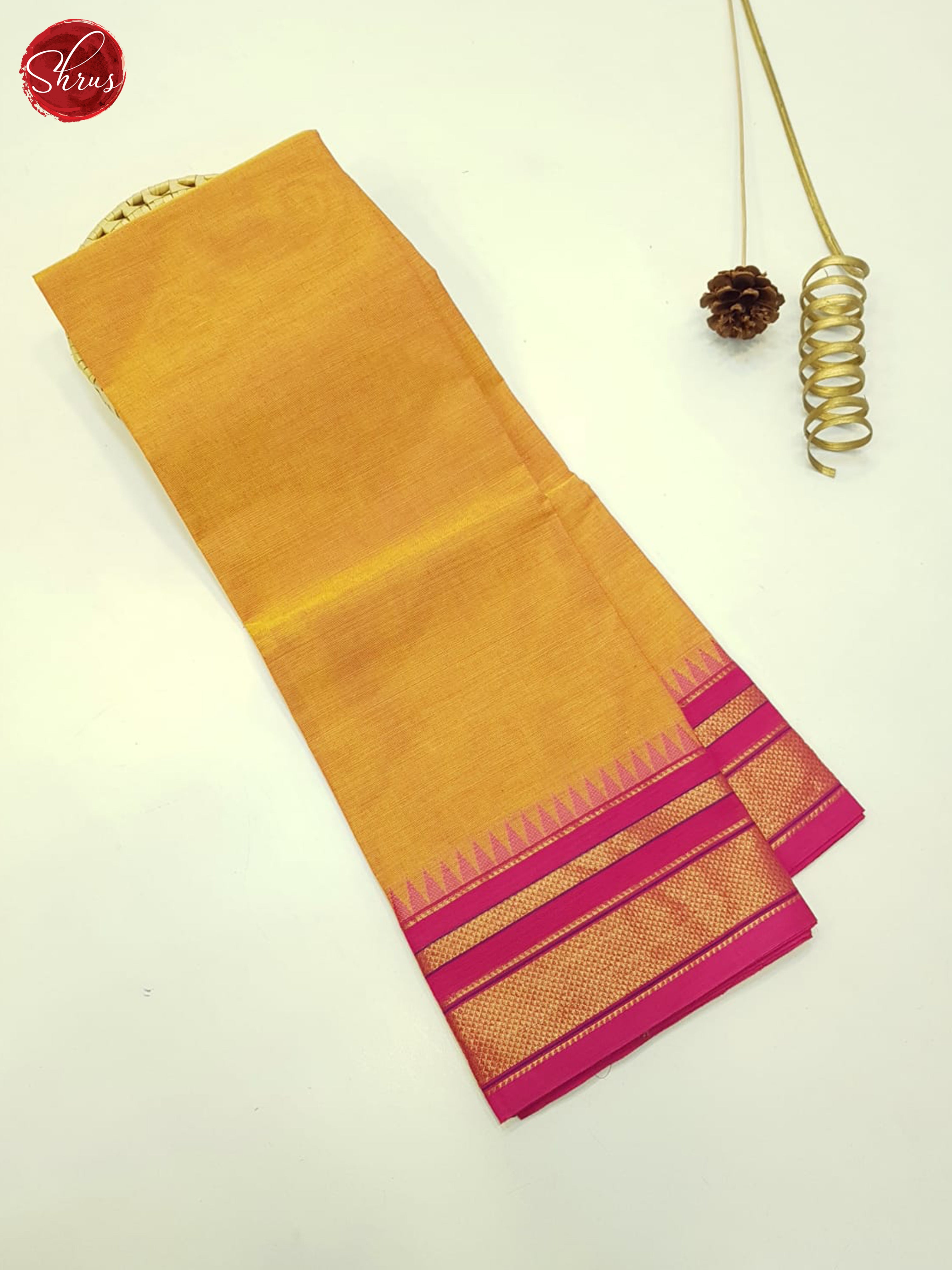 Orange And Pink- Unstitched Chettinad Cotton Top - Shop on ShrusEternity.com