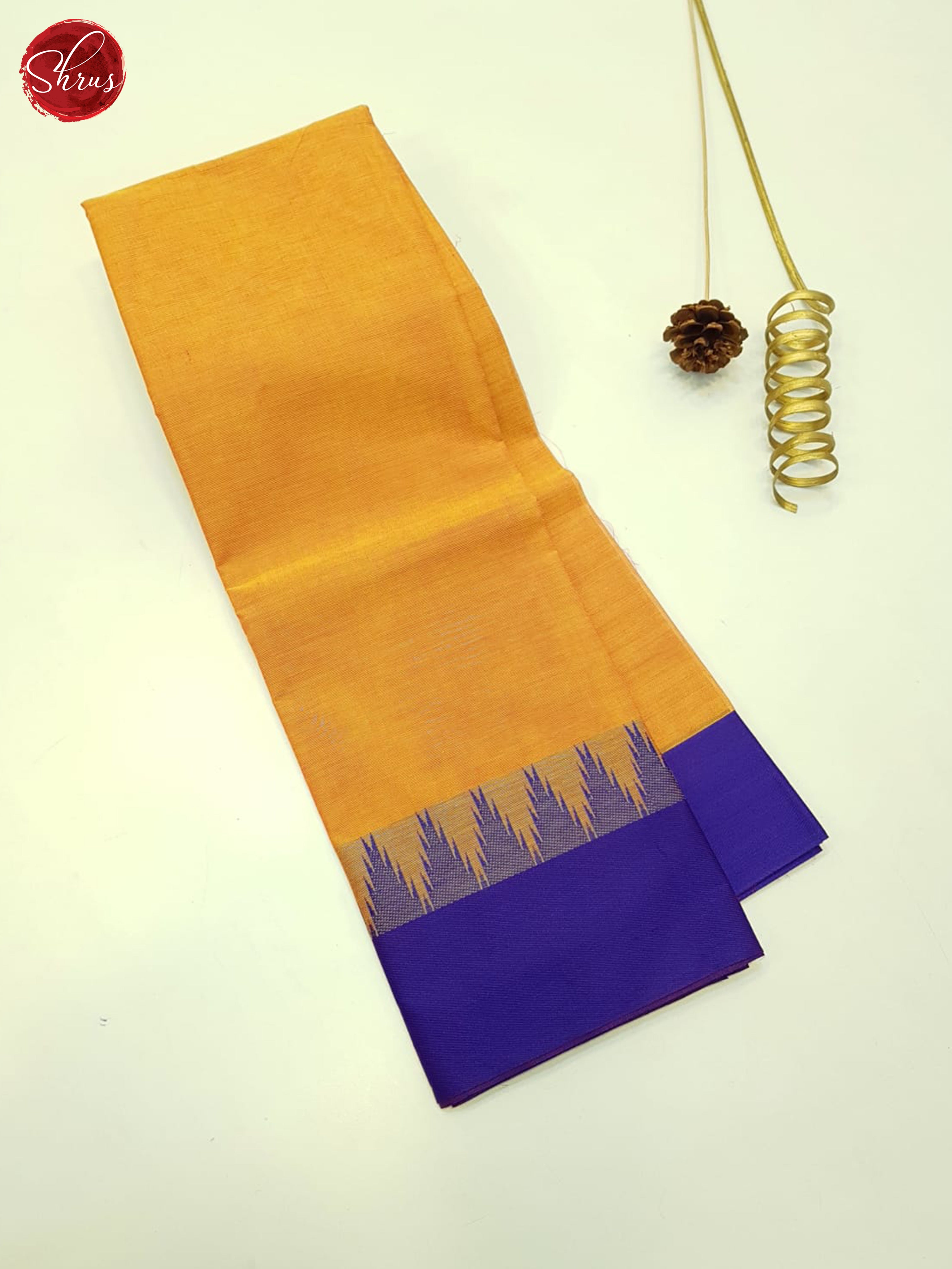 Orange And Blue- Unstitched Chettinad Cotton Tops - Shop on ShrusEternity.com