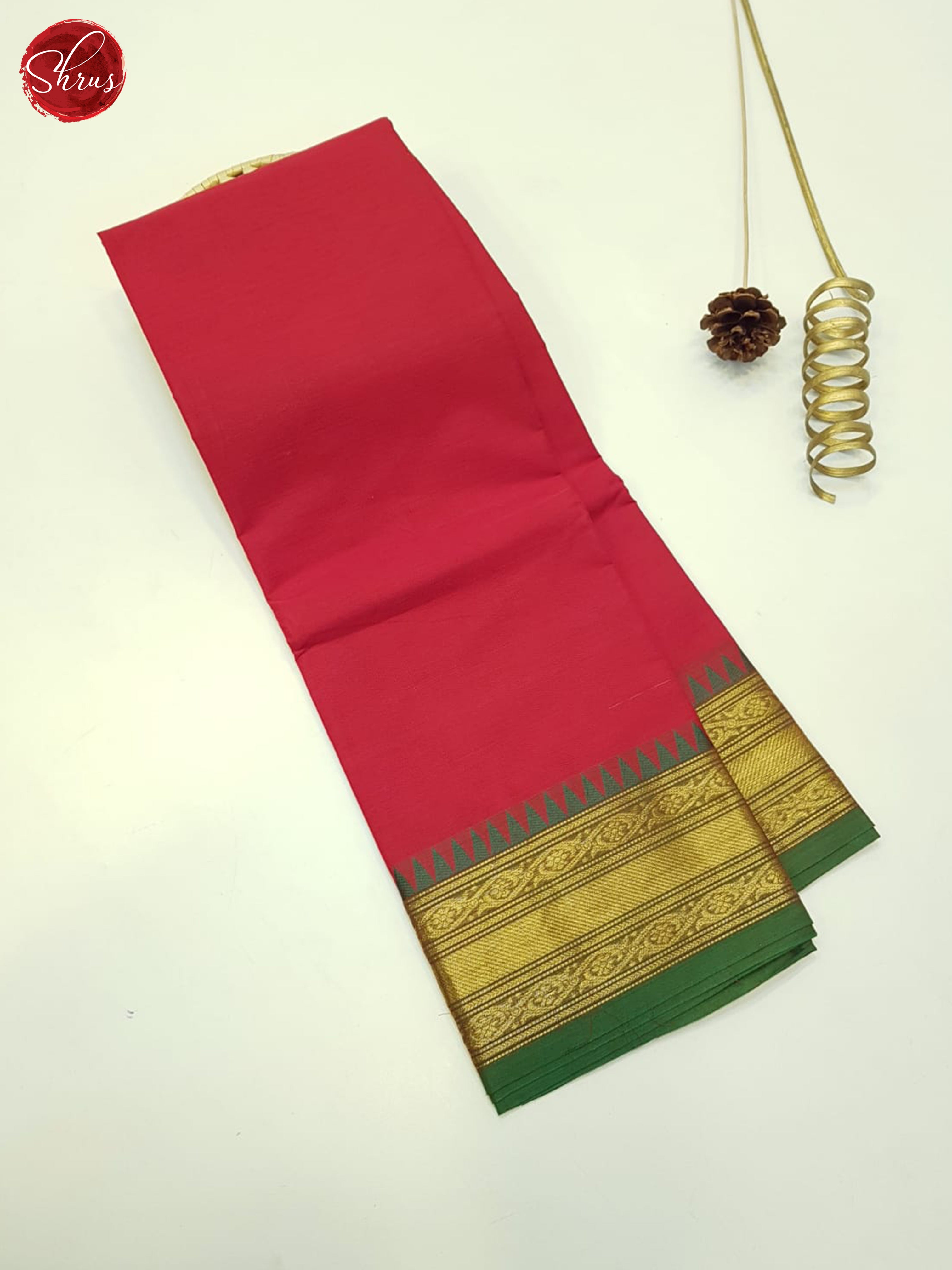 Red And Green- Unstitched Chettinad Cotton Tops - Shop on ShrusEternity.com