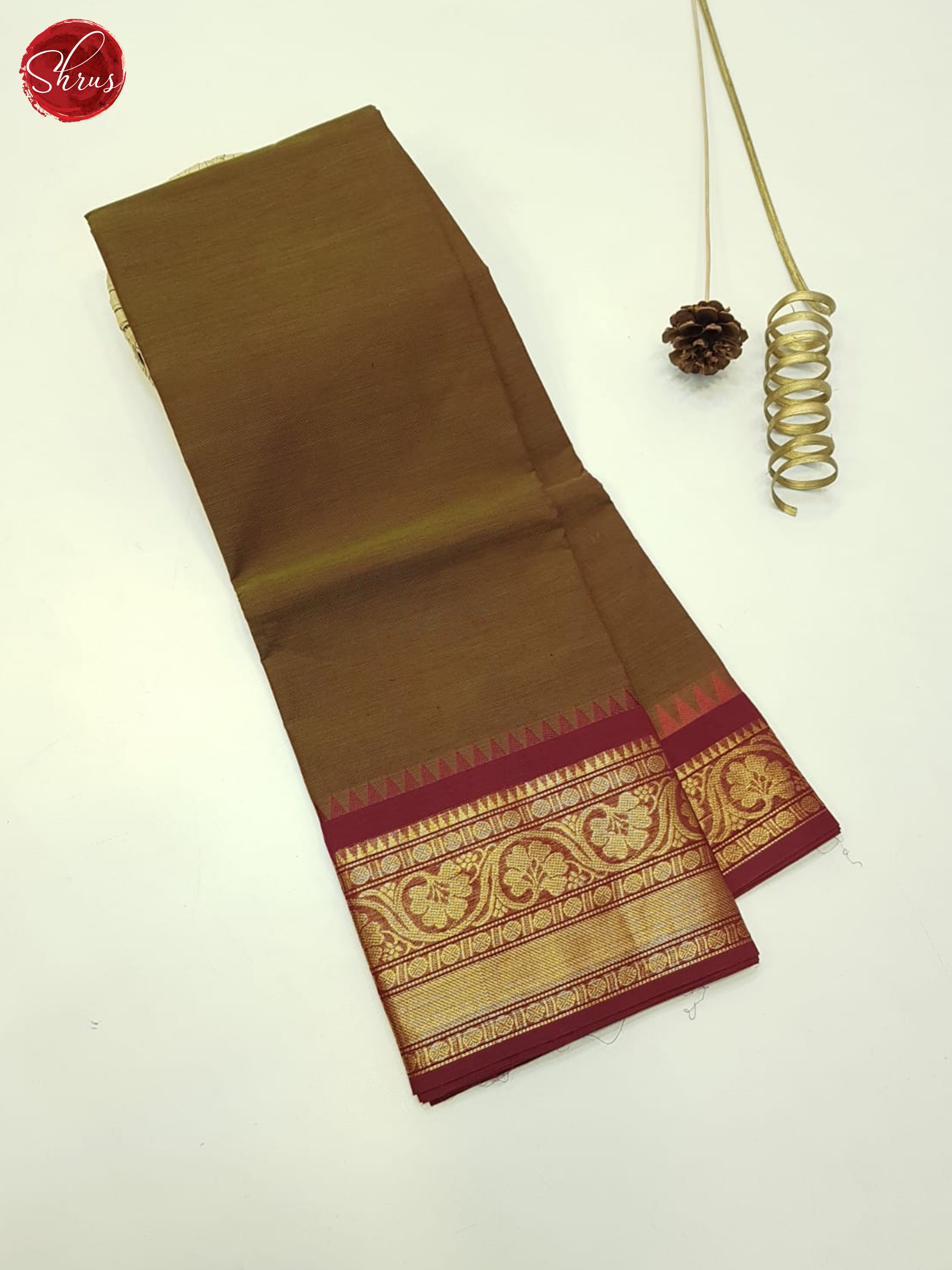 Brown And Maroon- Unstitched Chettinad Cotton Top - Shop on ShrusEternity.com