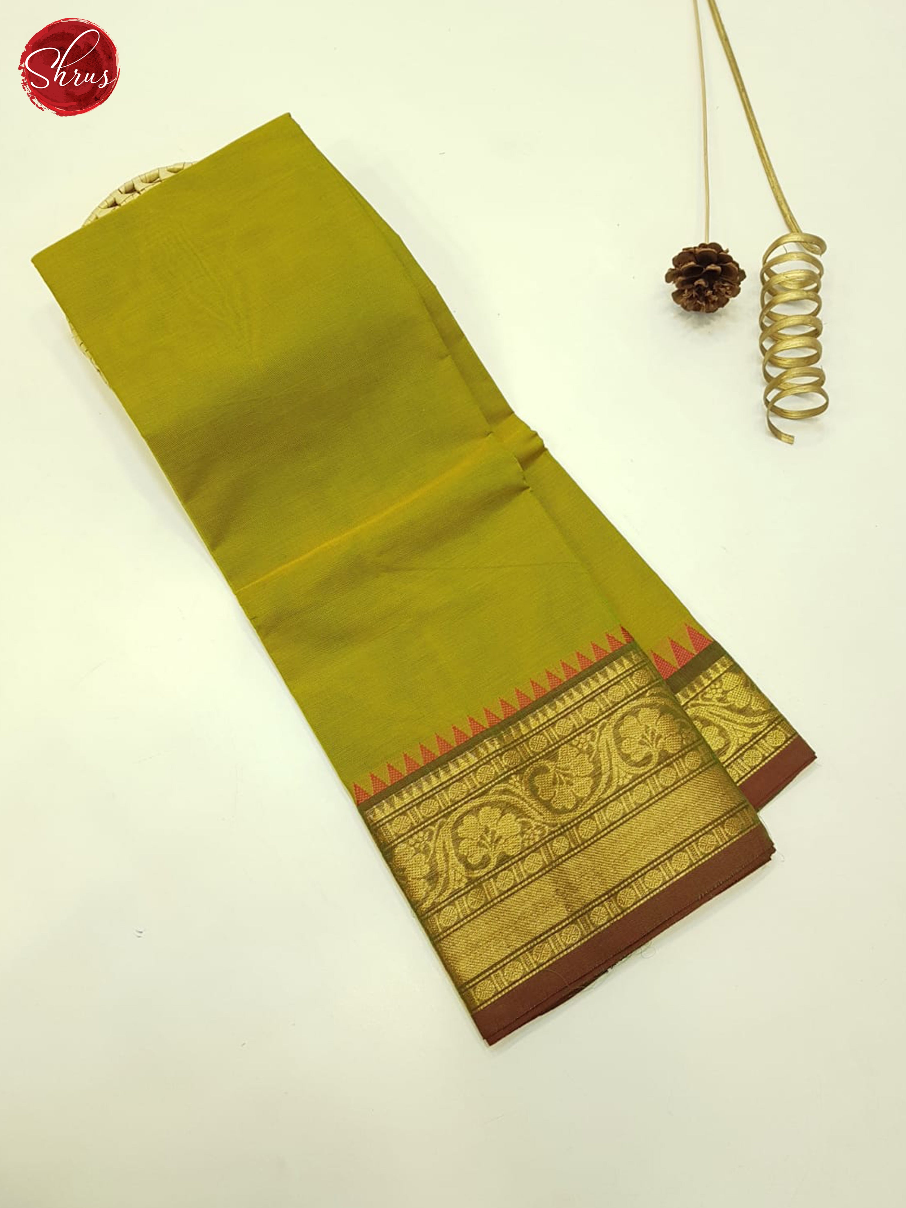 Green And Brown- Unstitched Chettinad Cotton Top - Shop on ShrusEternity.com