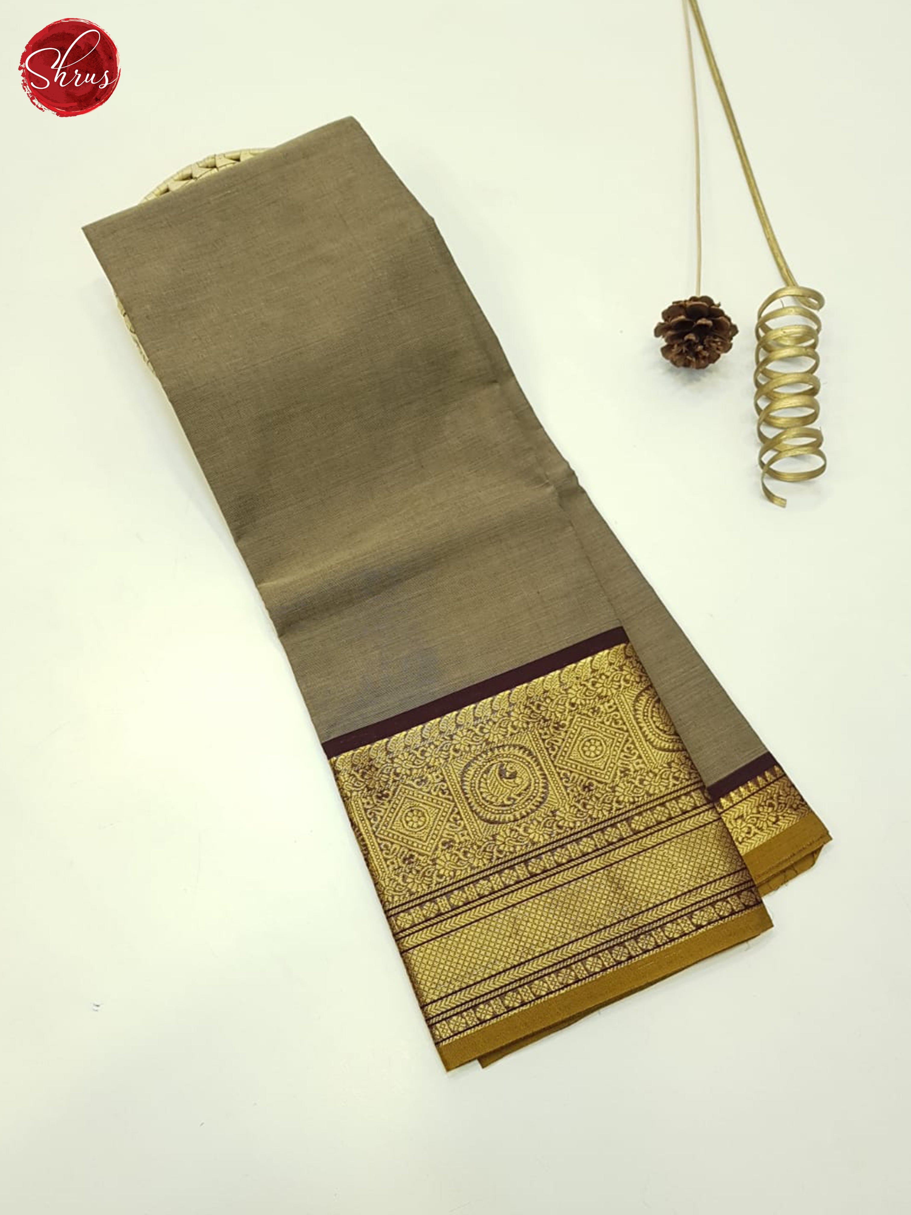 Grey And Brown- Unstitched Chettinad Cotton Top - Shop on ShrusEternity.com