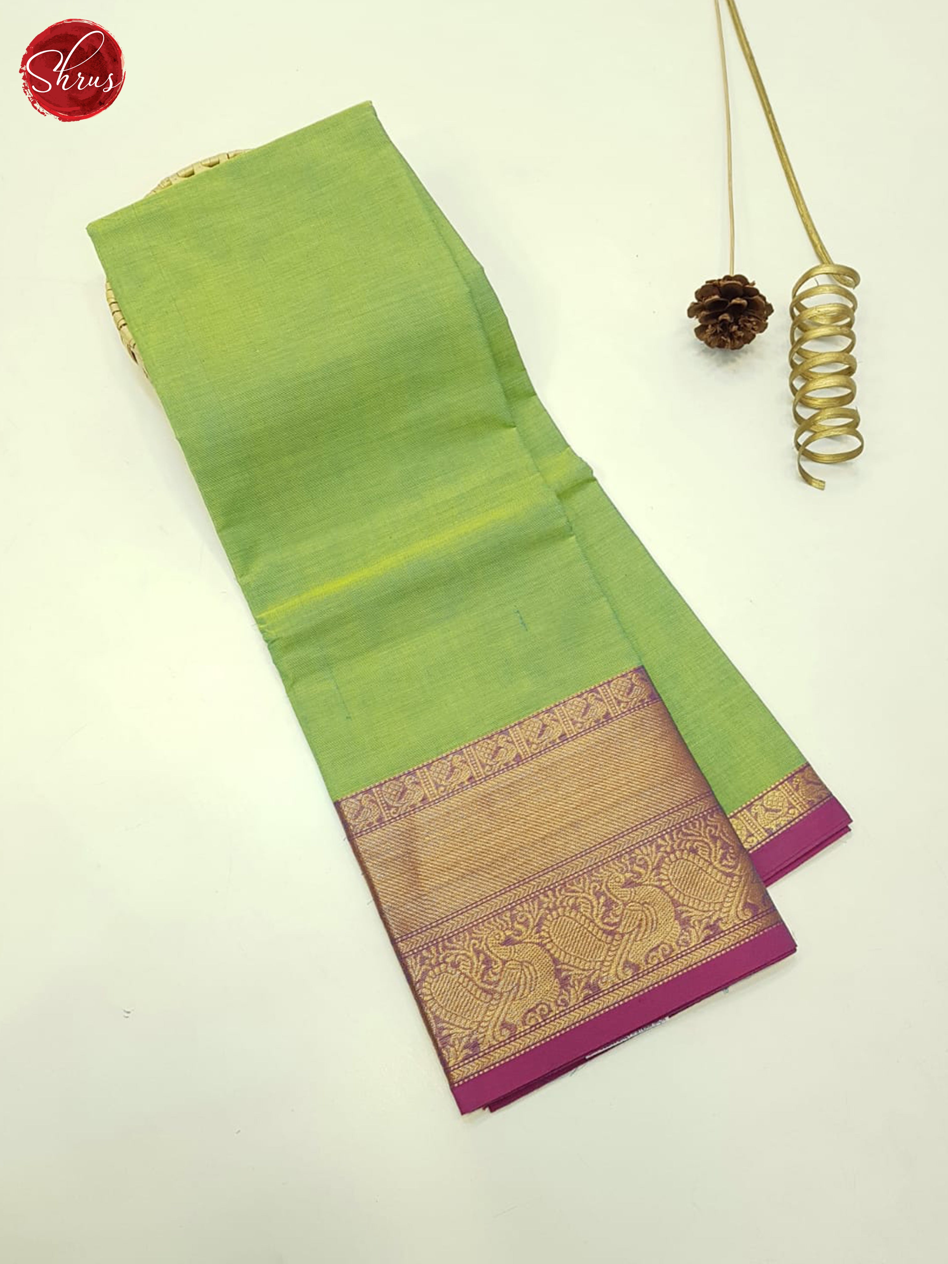 Green And Purple- Unstitched Chettinad Cotton Saree - Shop on ShrusEternity.com