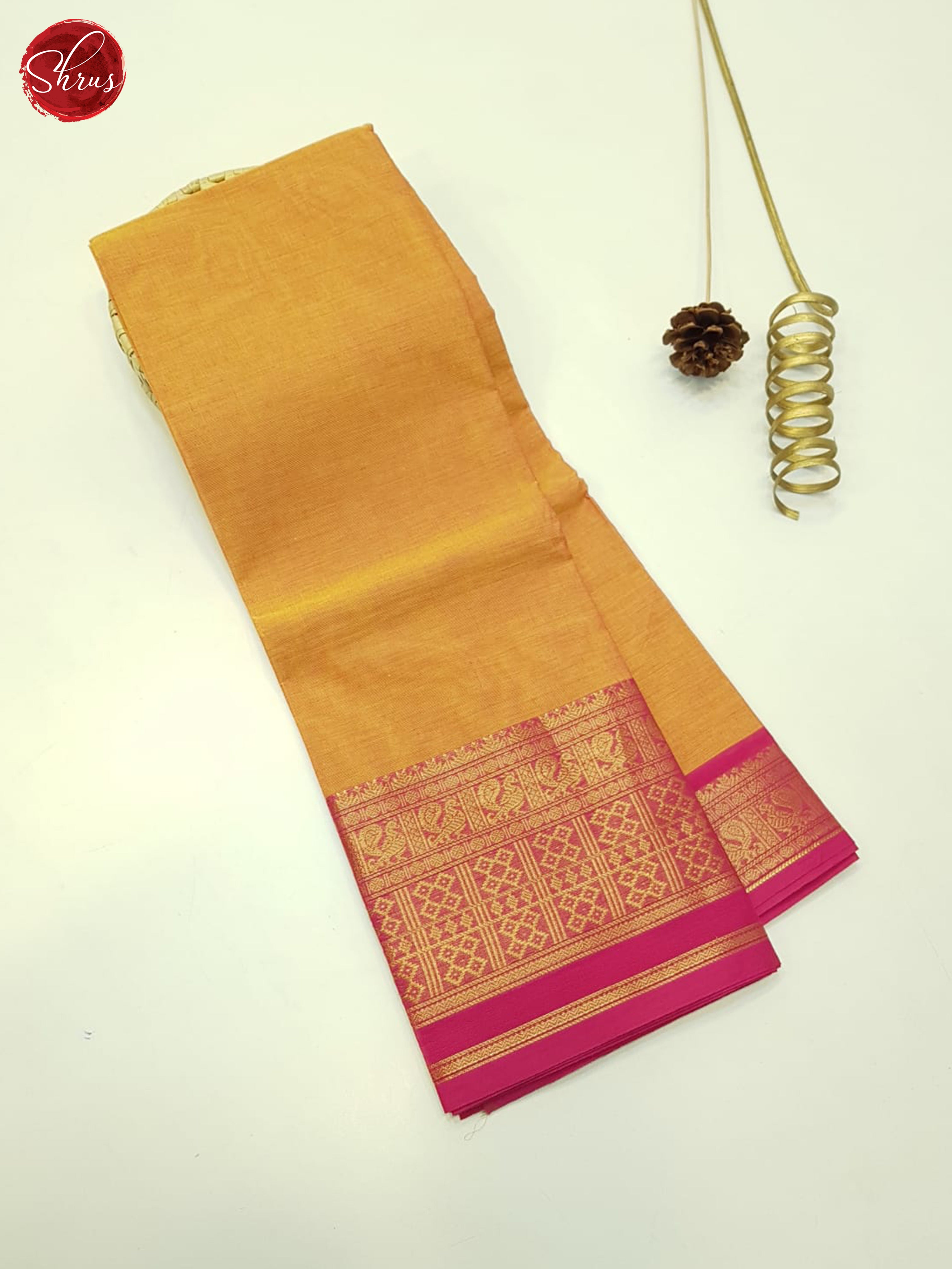 Orange And Pink- Unstitched Chettinad Cotton Top - Shop on ShrusEternity.com