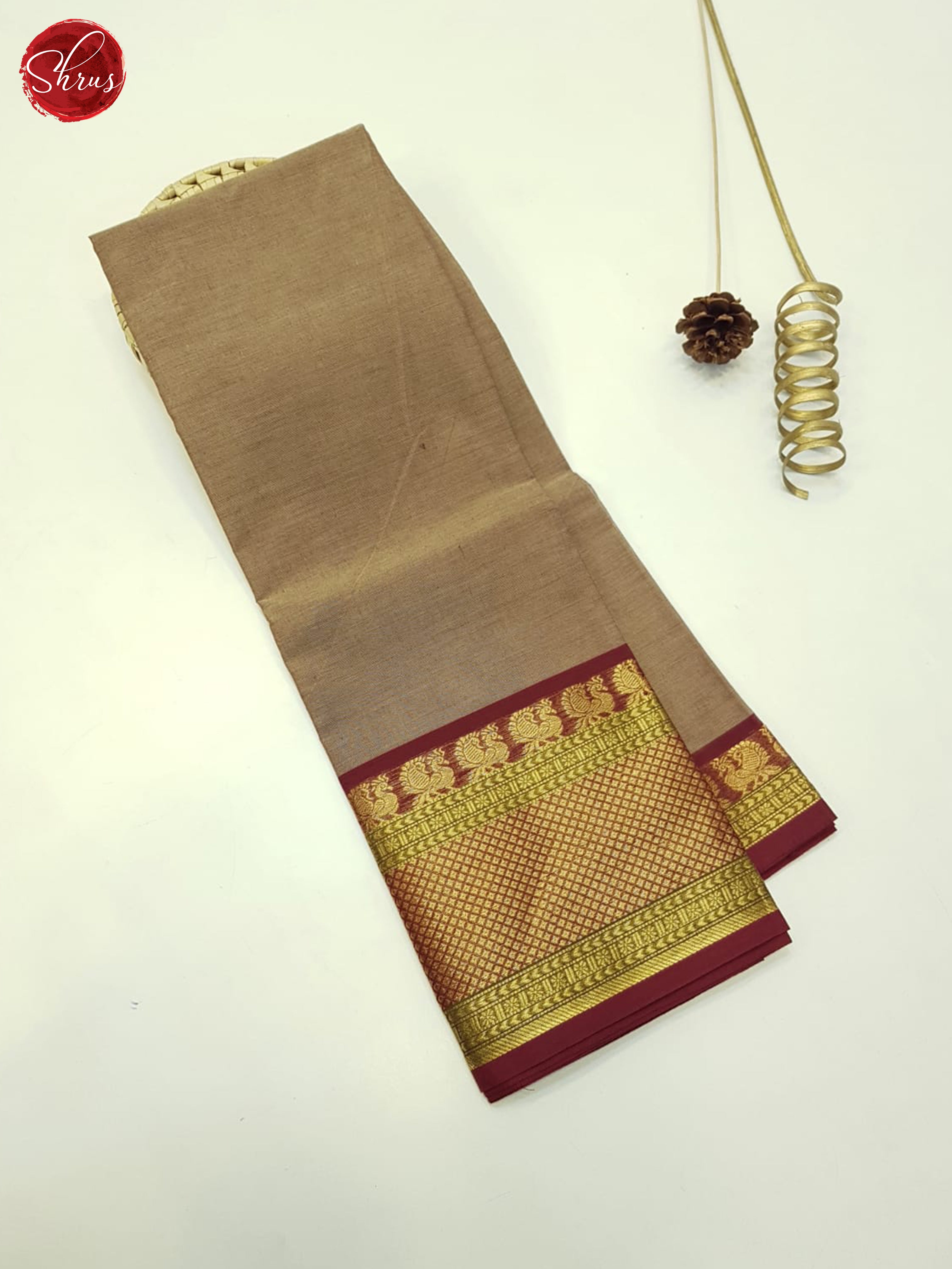 Brown And Maroon- Unstitched Chettinad Cotton Top - Shop on ShrusEternity.com