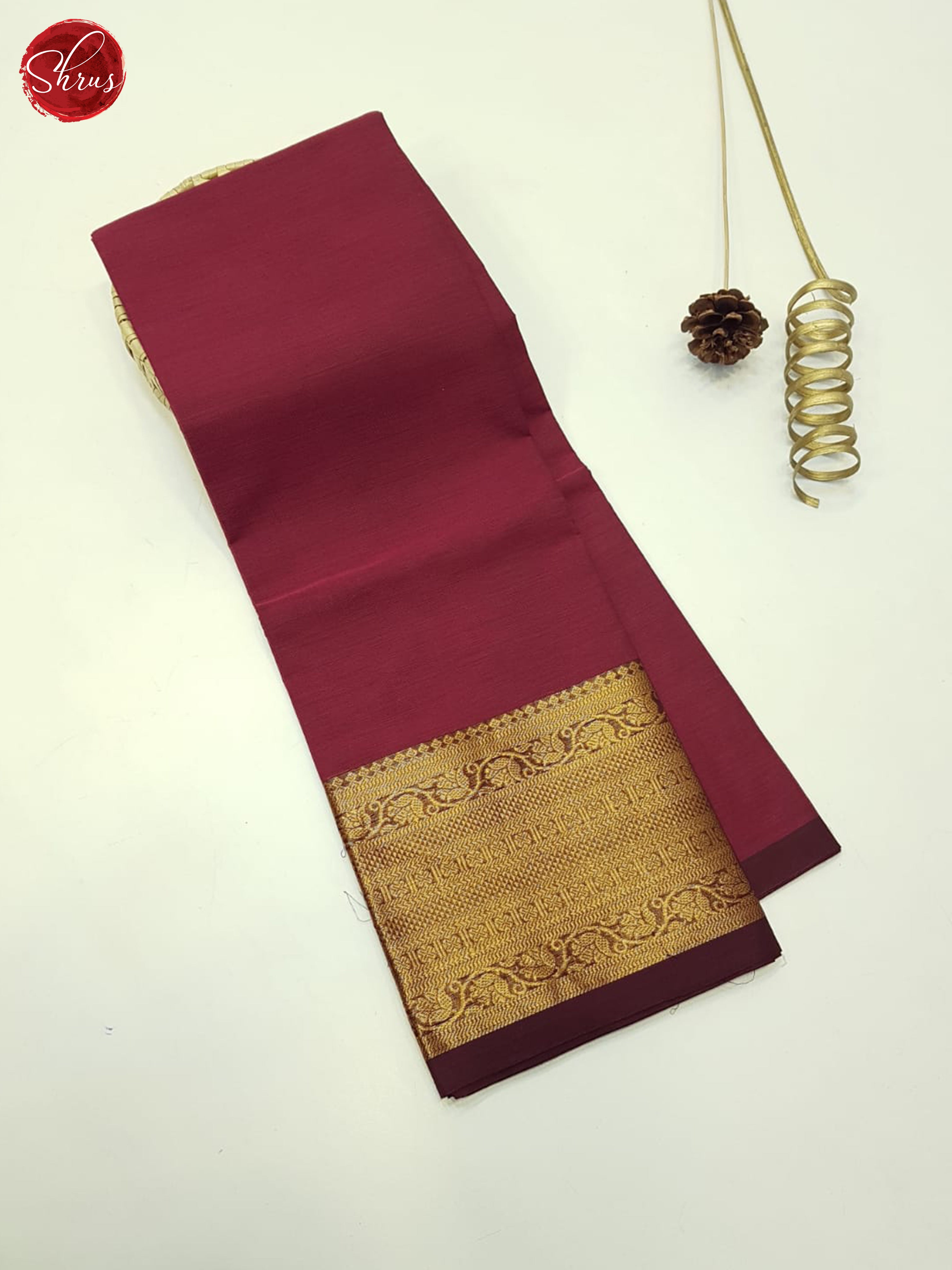 Maroon  &  Brown - Unstitched Chettinad Cotton top - Shop on ShrusEternity.com