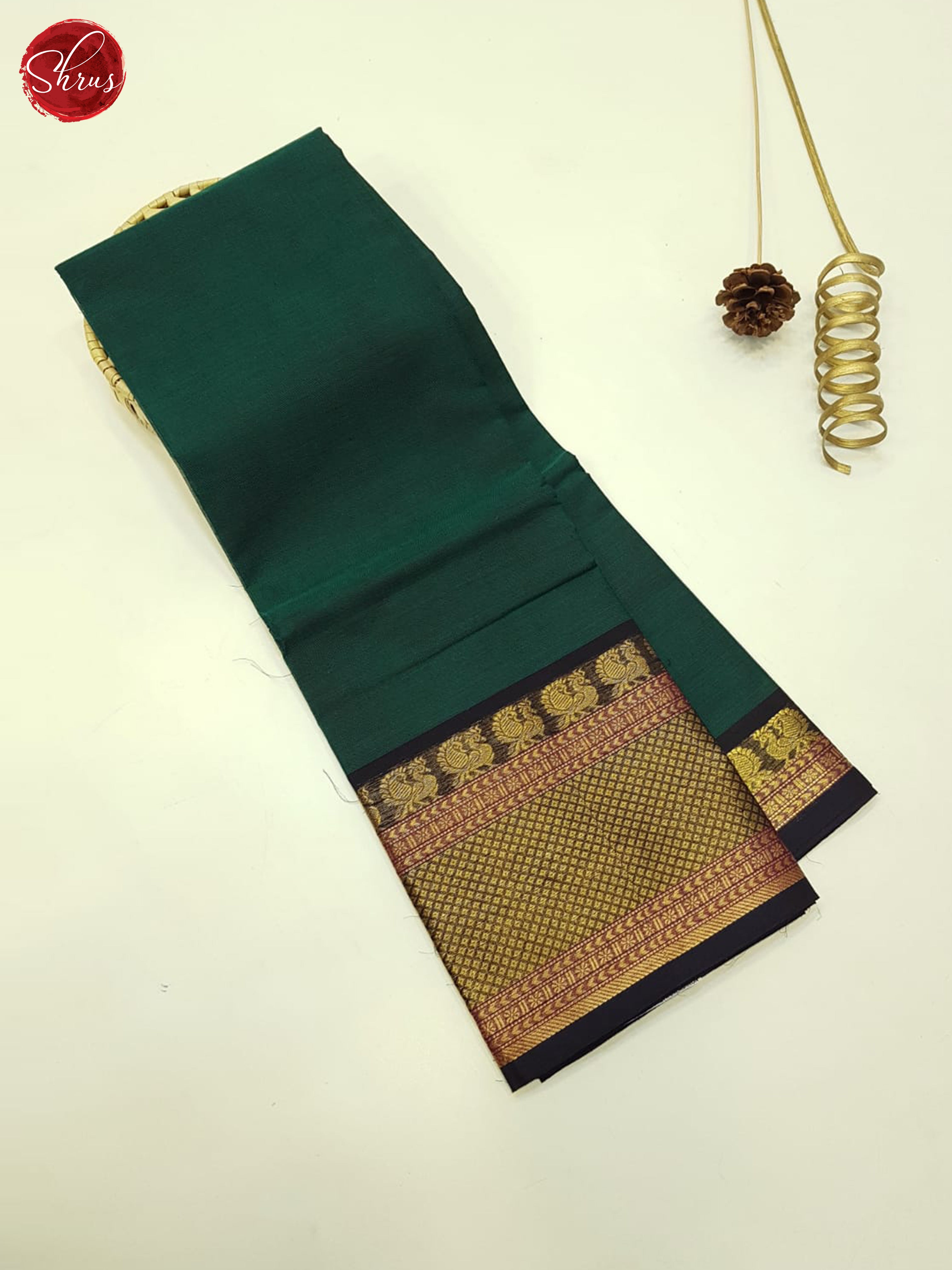 Green & Black - Unstitched Chettinad Cotton Top - Shop on ShrusEternity.com