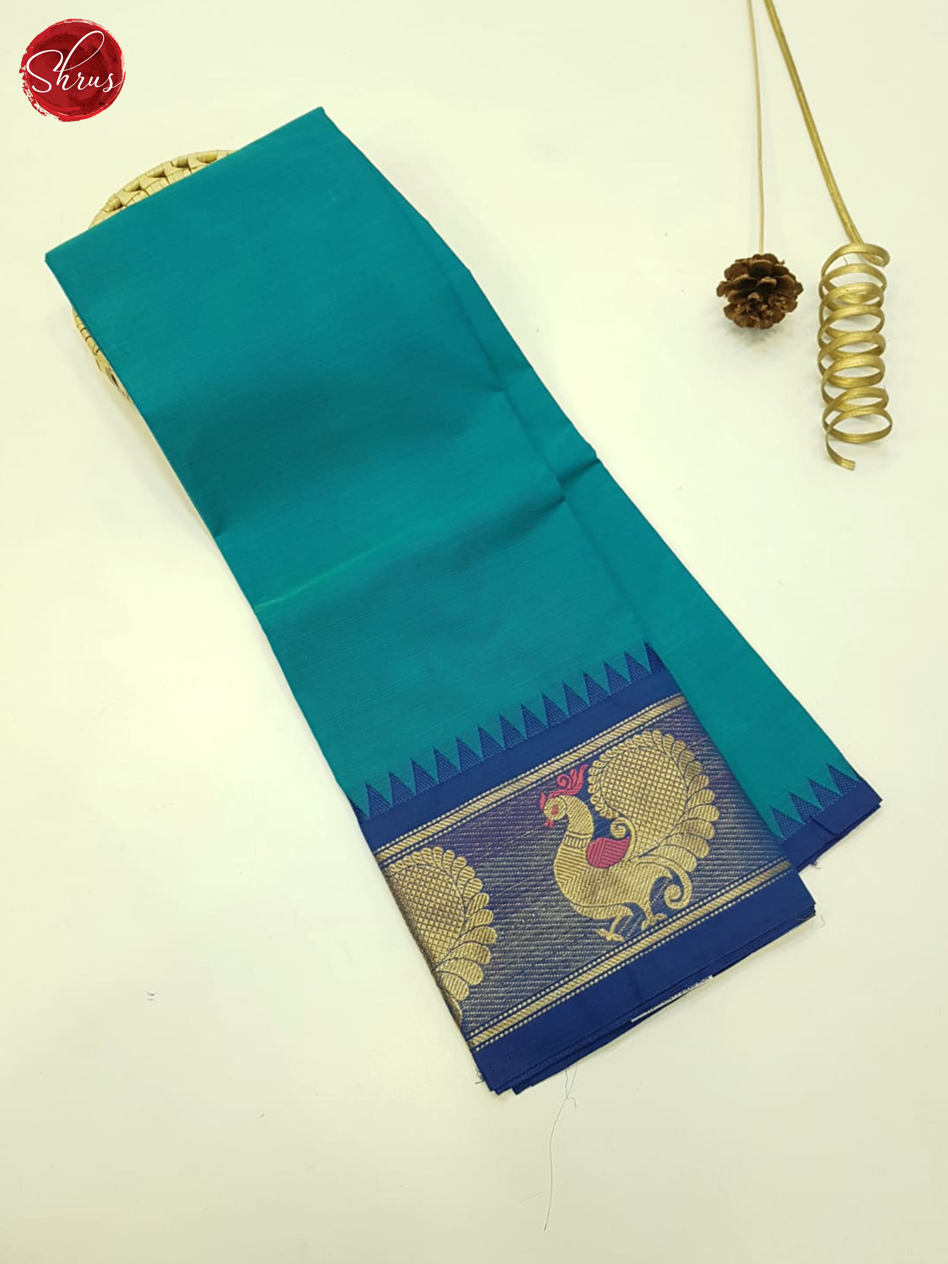 Blue - Unstitched Chettinad Cotton Top - Shop on ShrusEternity.com