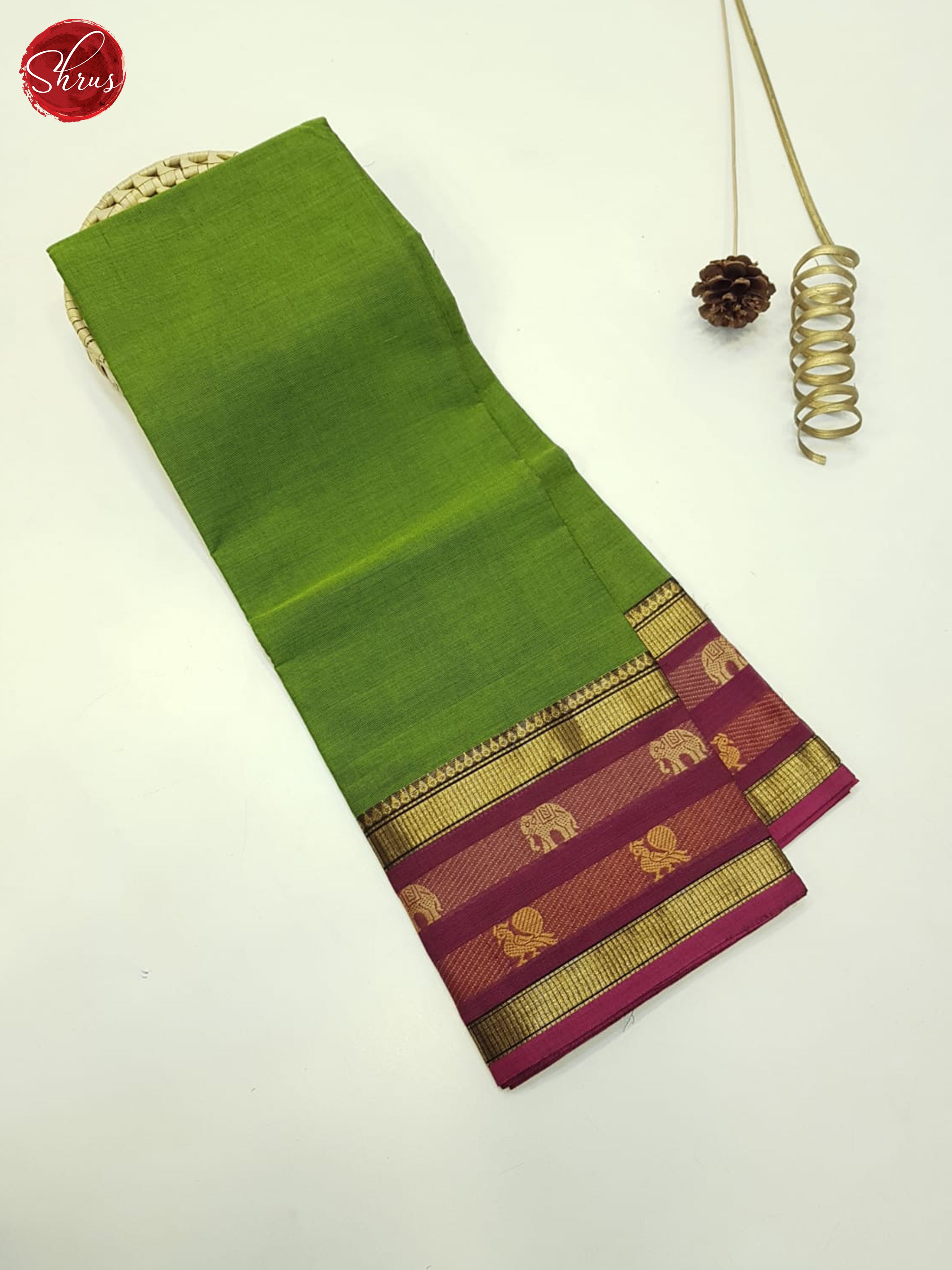 Green And Maroon- Unstitched Chettinad cotton Top - Shop on ShrusEternity.com