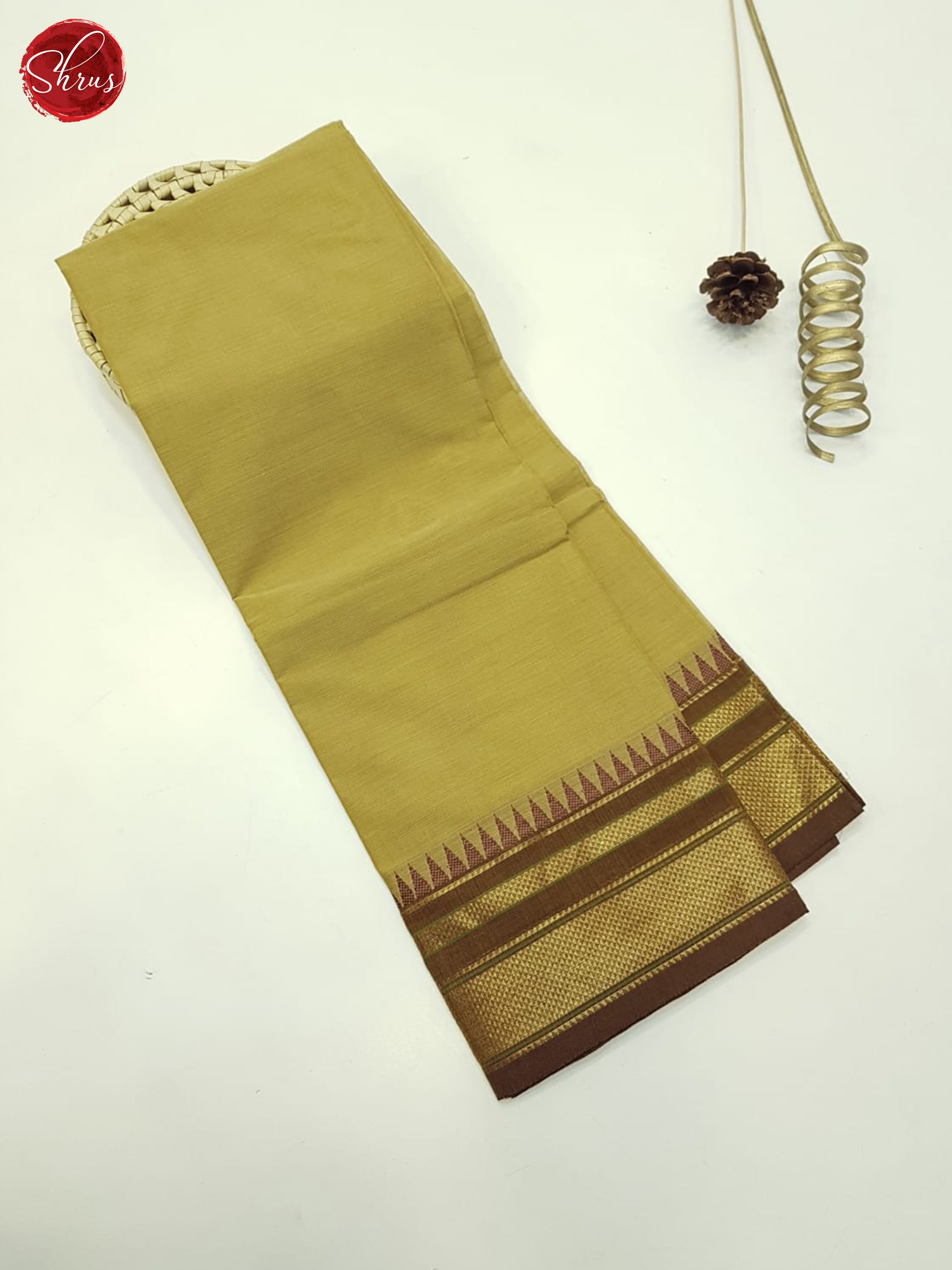 Beige And Brown- Unstitched Chettinad Cotton Top - Shop on ShrusEternity.com