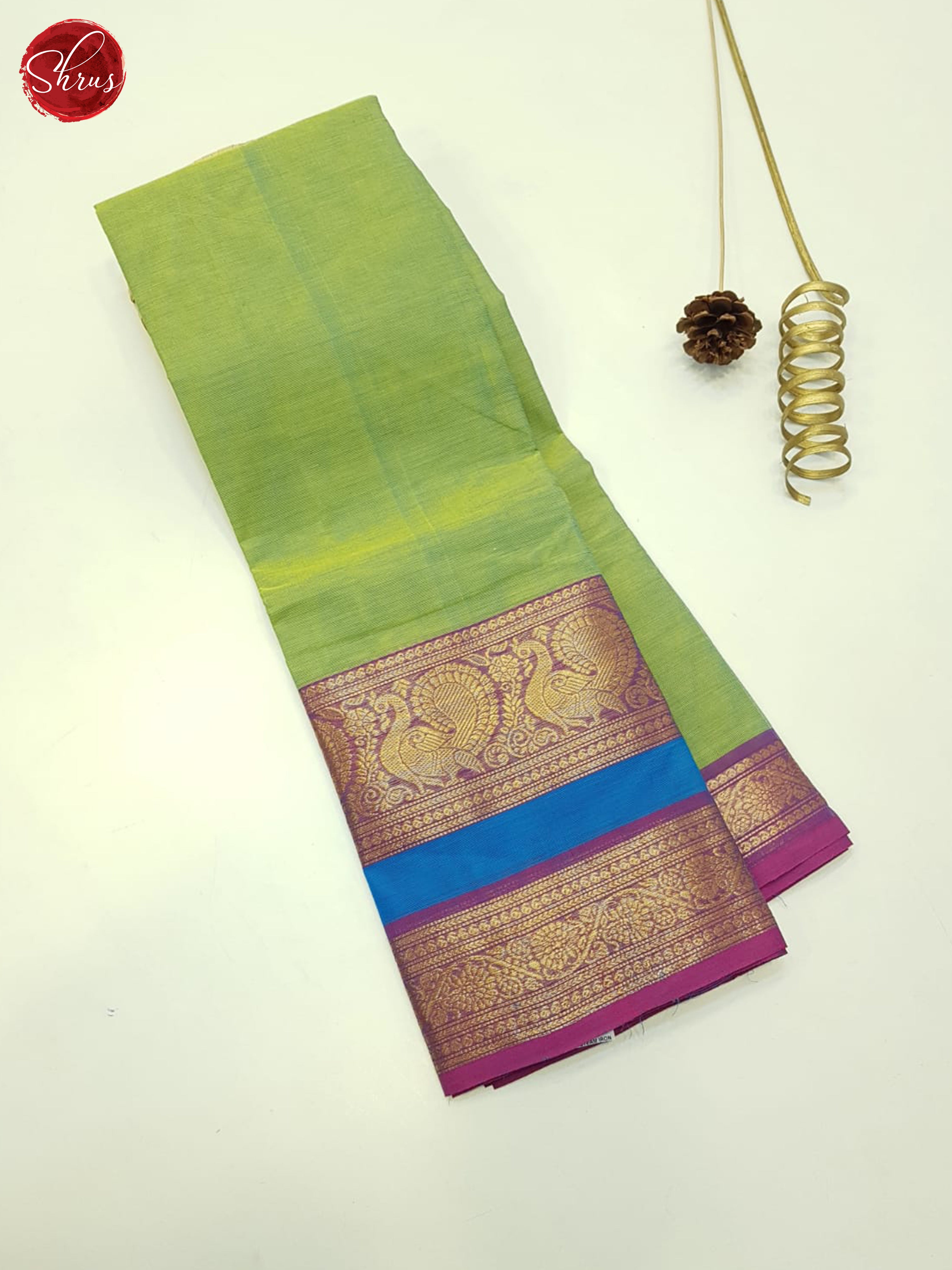 Green And Pink- Unstitched Chettinad Cotton Top - Shop on ShrusEternity.com