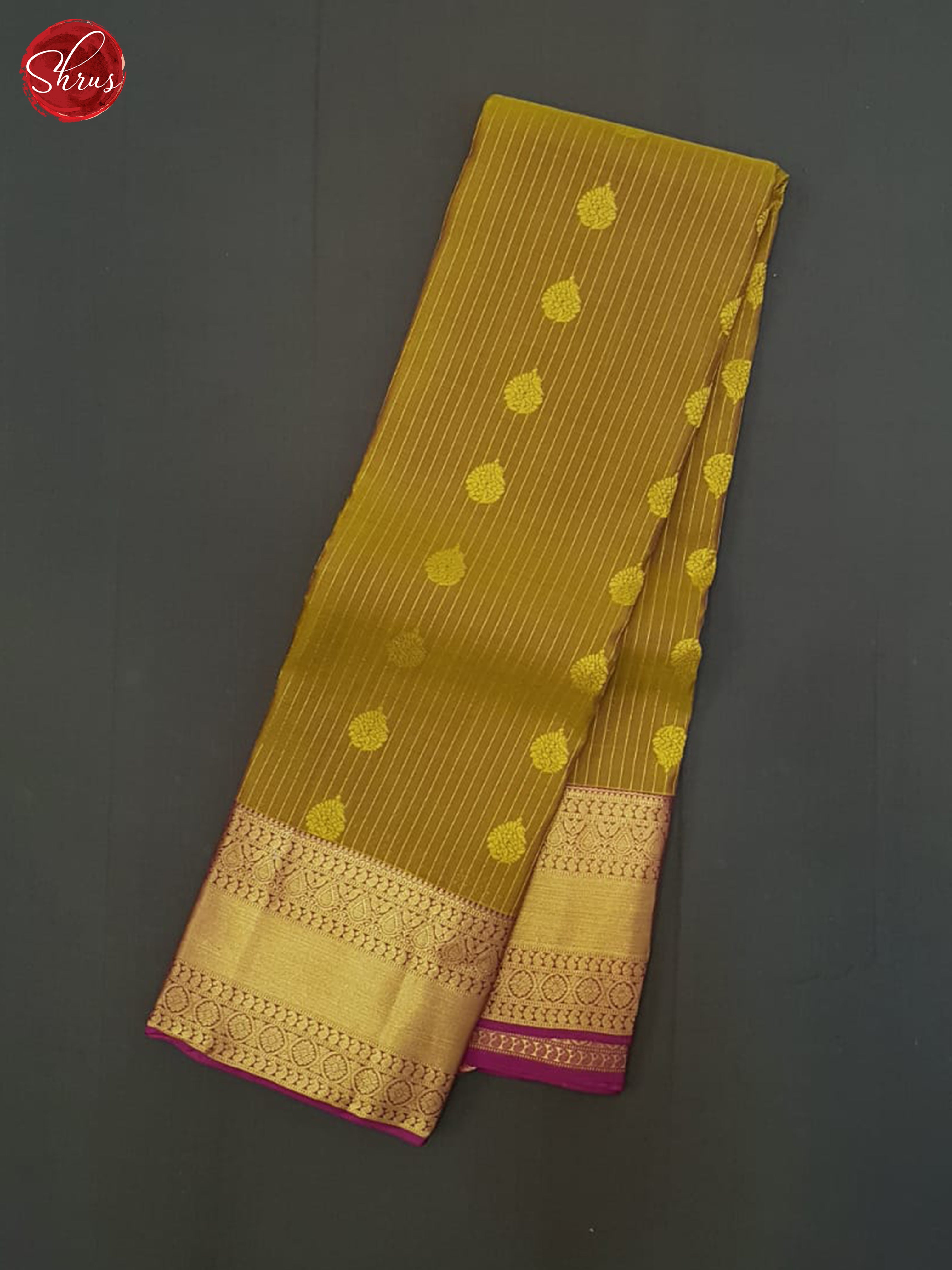 Mehandi Green And Wine- Kanchipuram Half-pure Saree - Shop on ShrusEternity.com