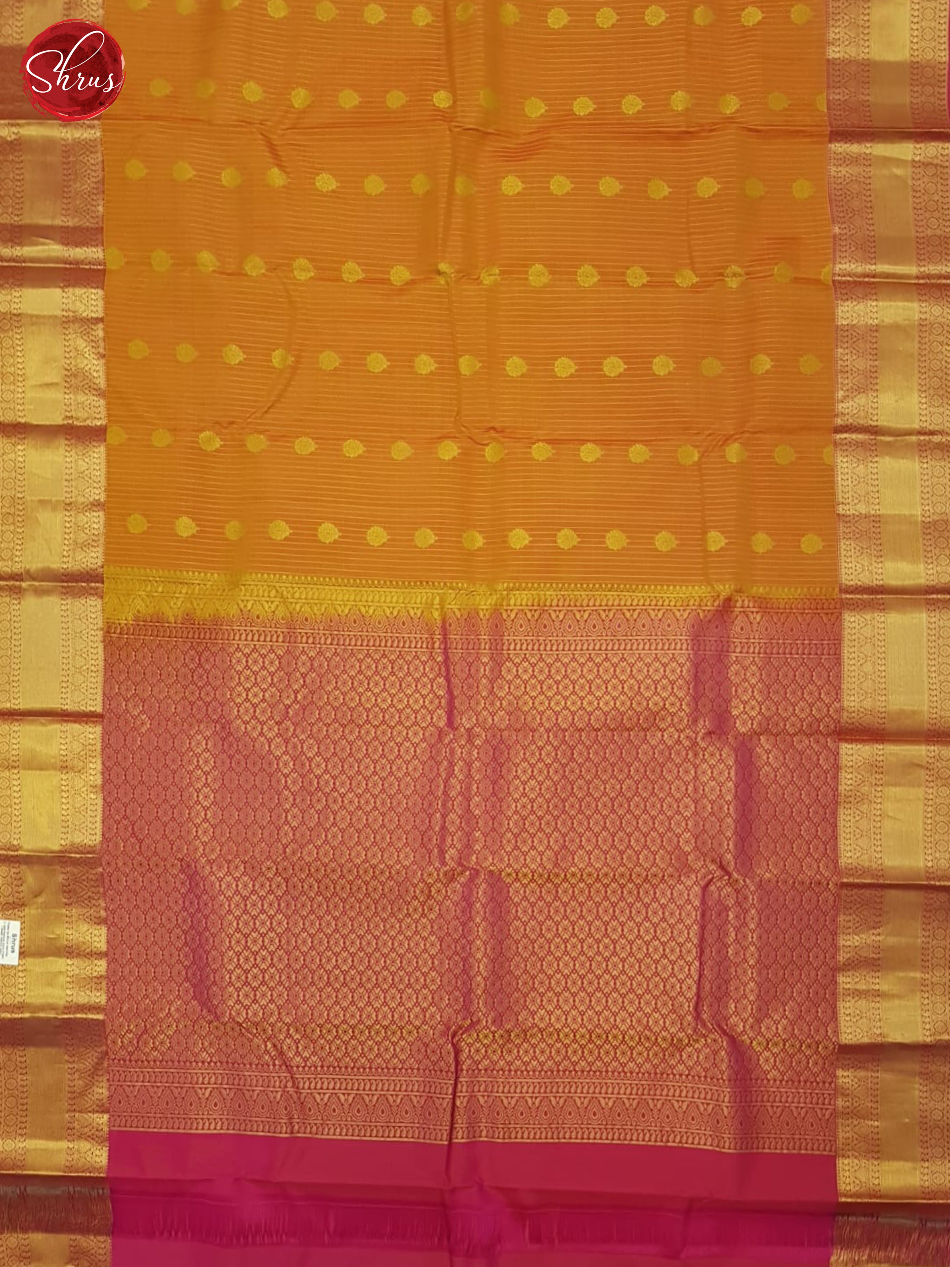 Orange And Pink- Kanchipuram Half-pure   Saree - Shop on ShrusEternity.com