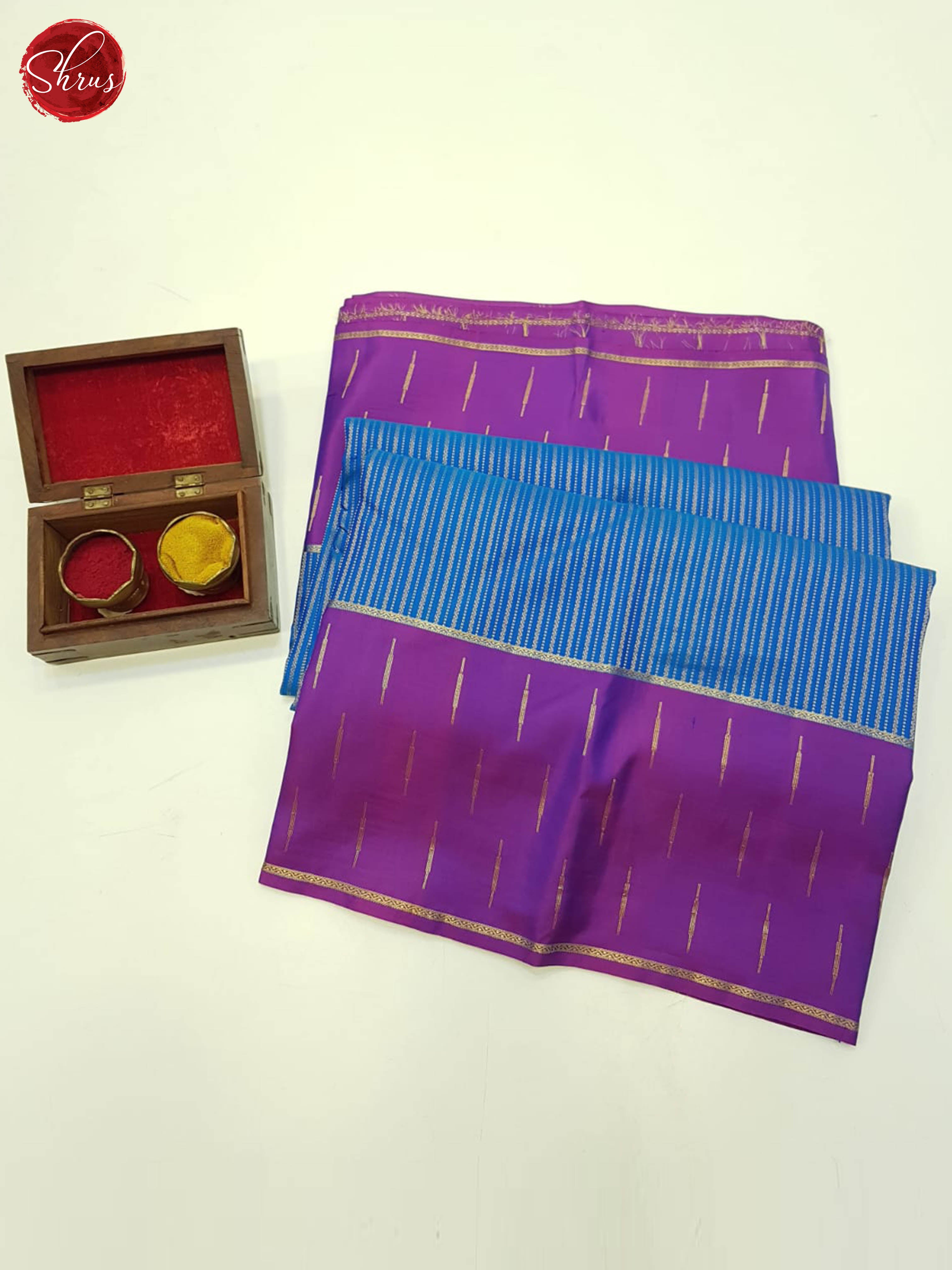 Blue And Purple - Kanchipuram silk Saree - Shop on ShrusEternity.com