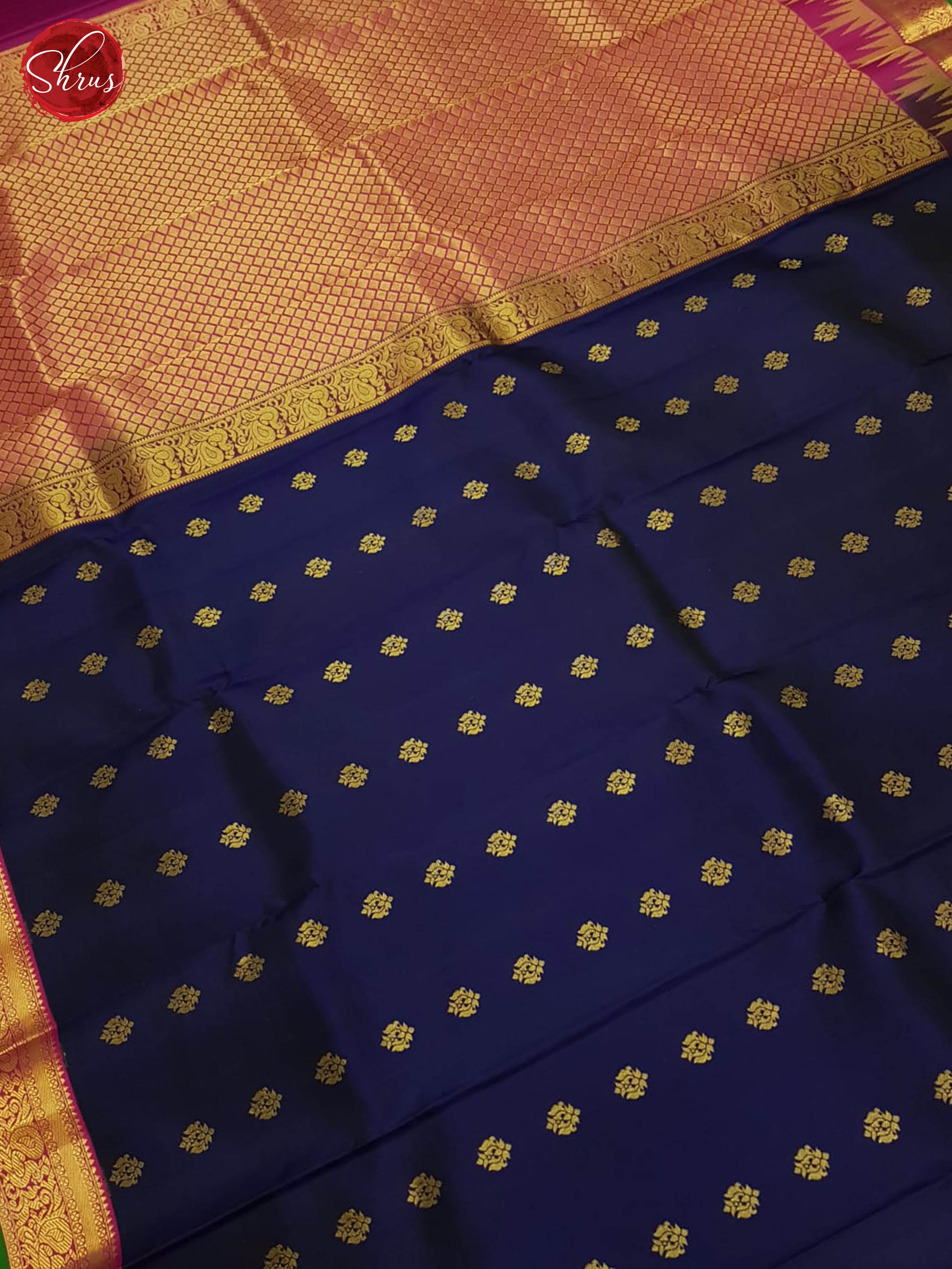 Blue And Pink - Kanchipuram silk Saree - Shop on ShrusEternity.com