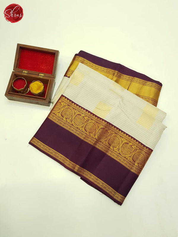 Cream And Wine - Kanchipuram silk Saree - Shop on ShrusEternity.com