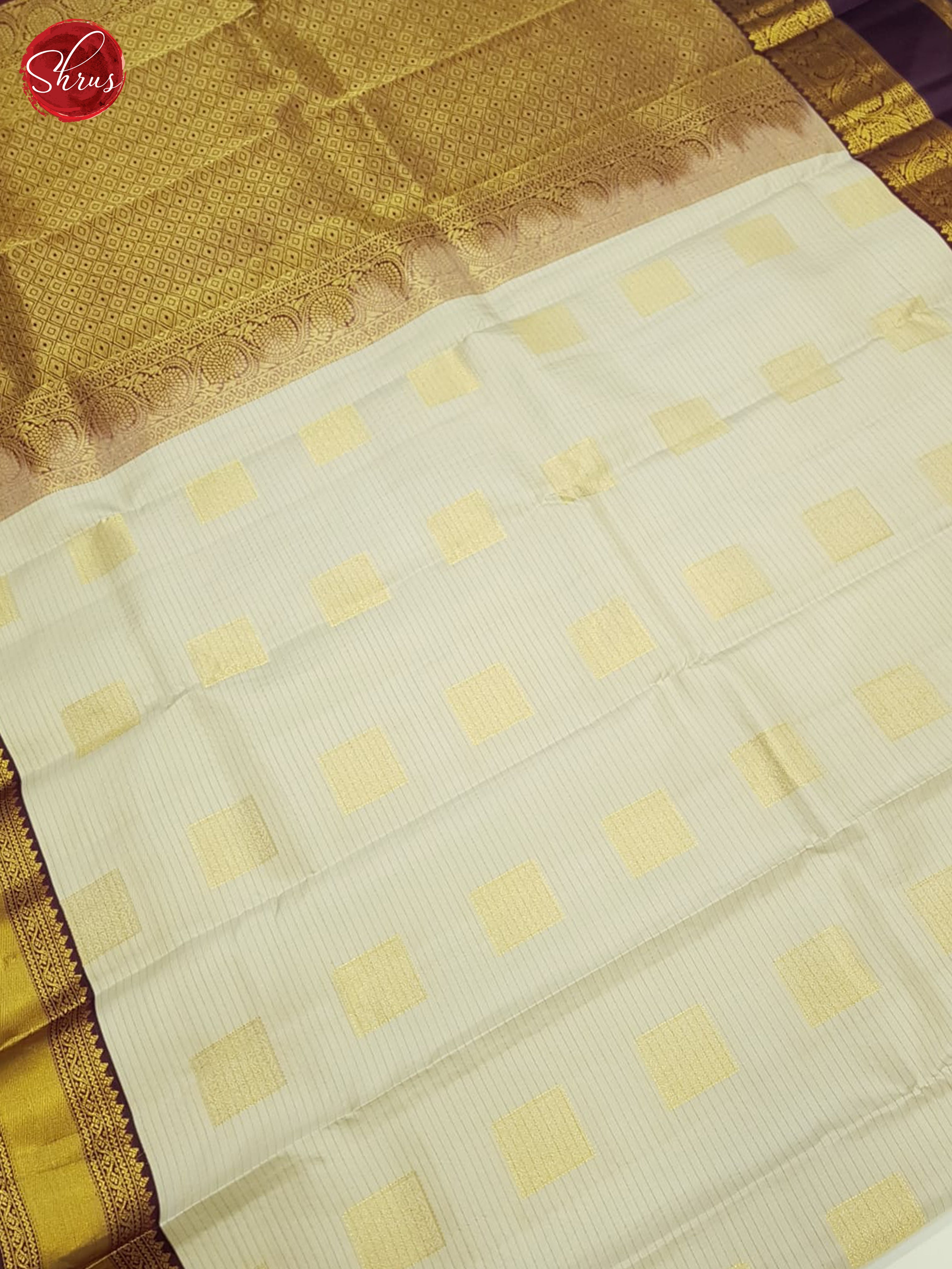 Cream And Wine - Kanchipuram silk Saree - Shop on ShrusEternity.com