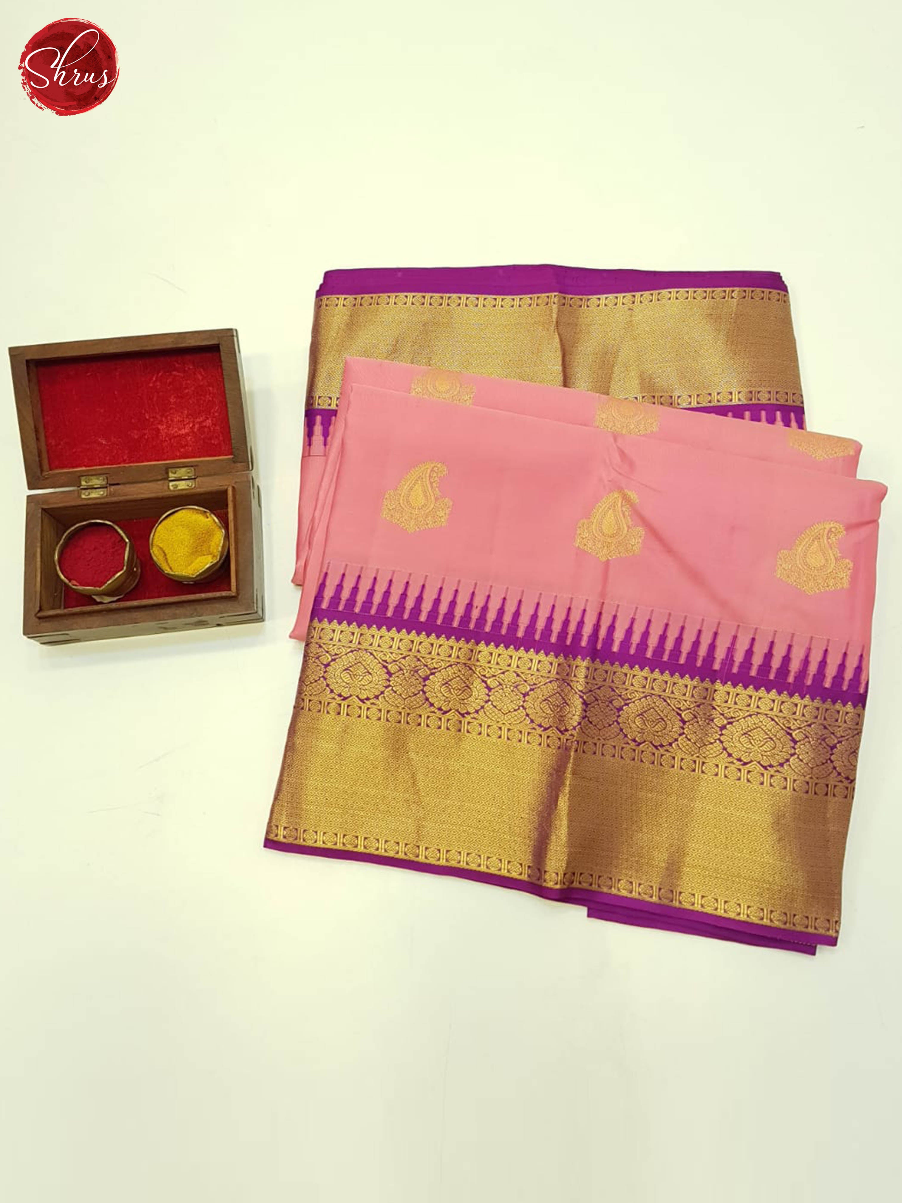 Pink And Purple - Kanchipuram silk Saree - Shop on ShrusEternity.com