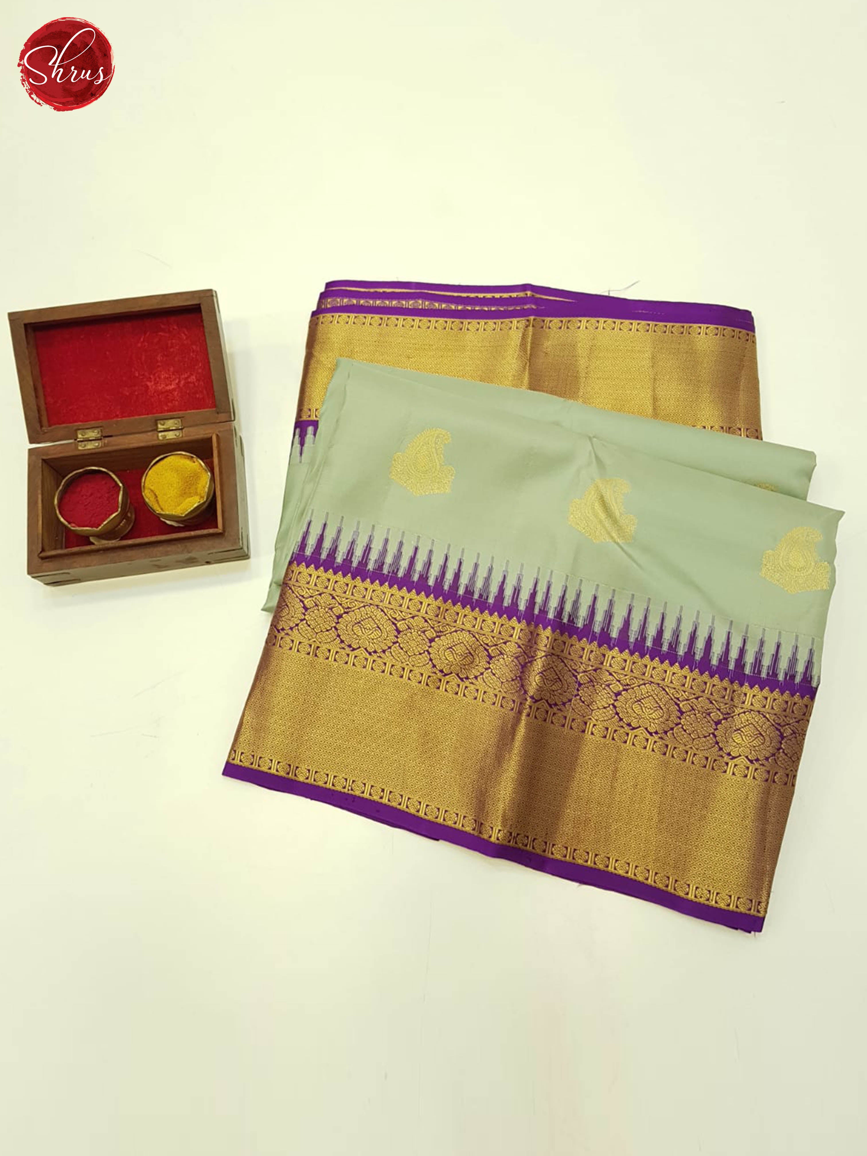 Pastel Green And Purpule - Kanchipuram silk Saree - Shop on ShrusEternity.com