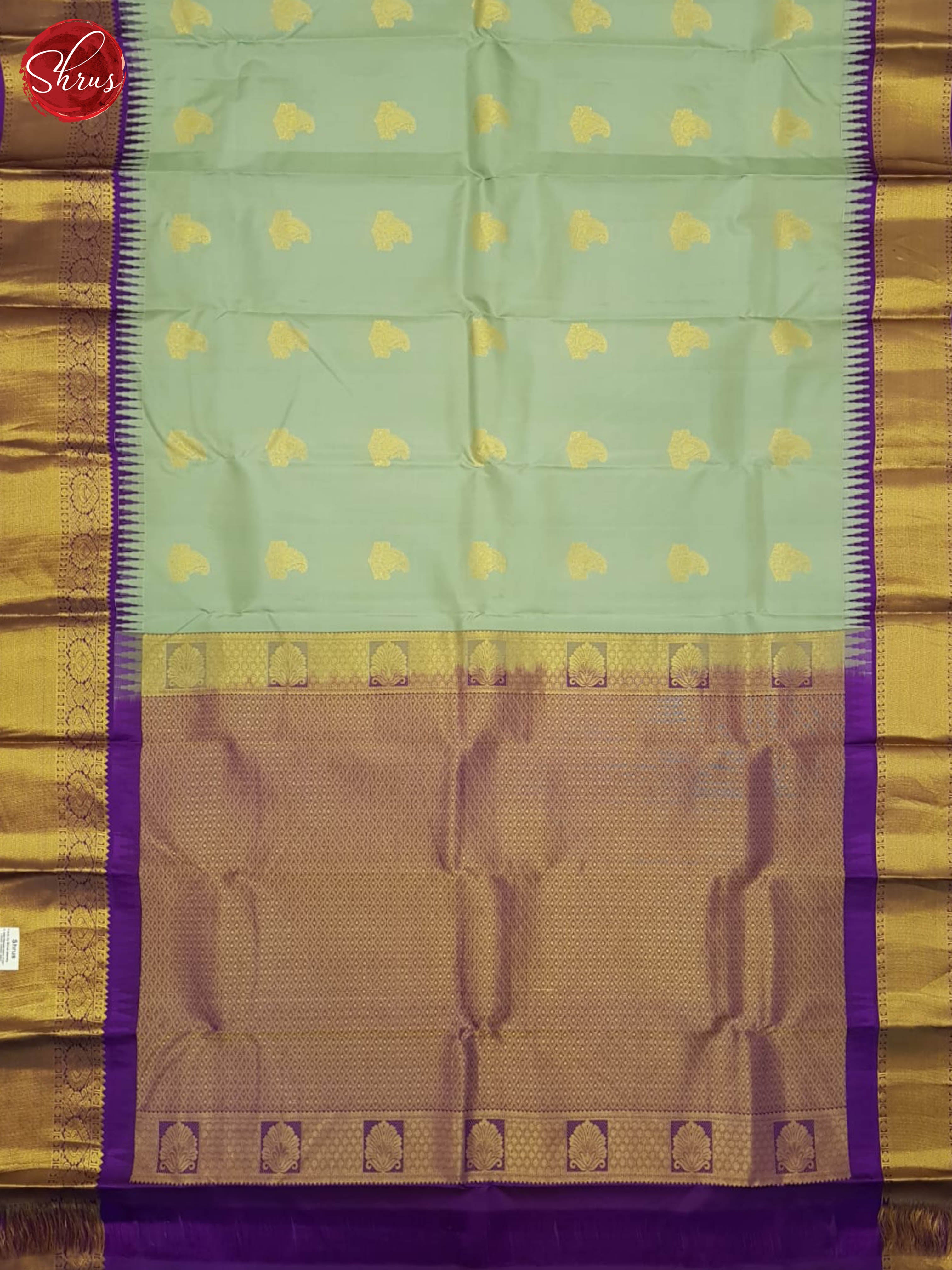 Pastel Green And Purpule - Kanchipuram silk Saree - Shop on ShrusEternity.com