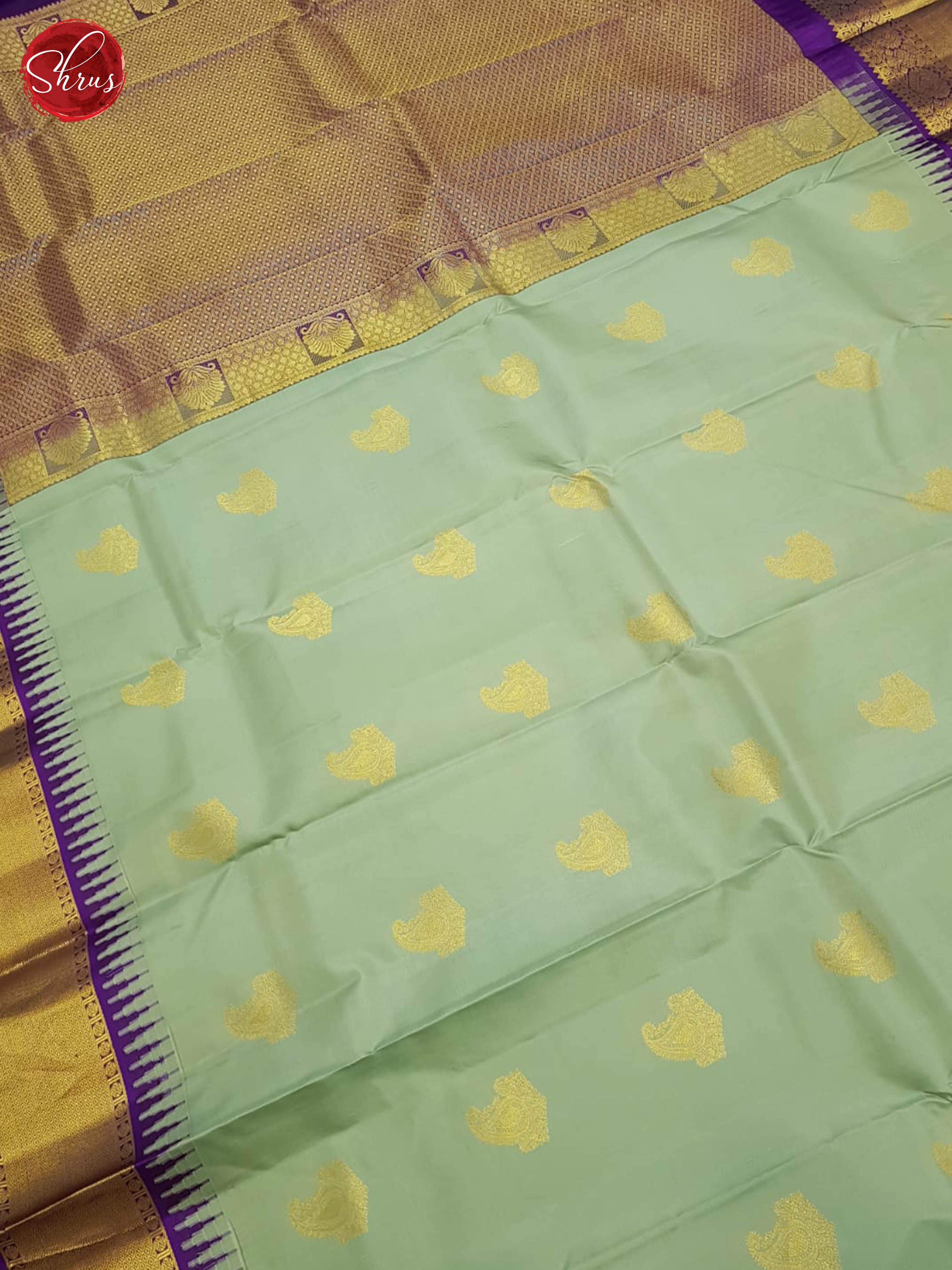 Pastel Green And Purpule - Kanchipuram silk Saree - Shop on ShrusEternity.com