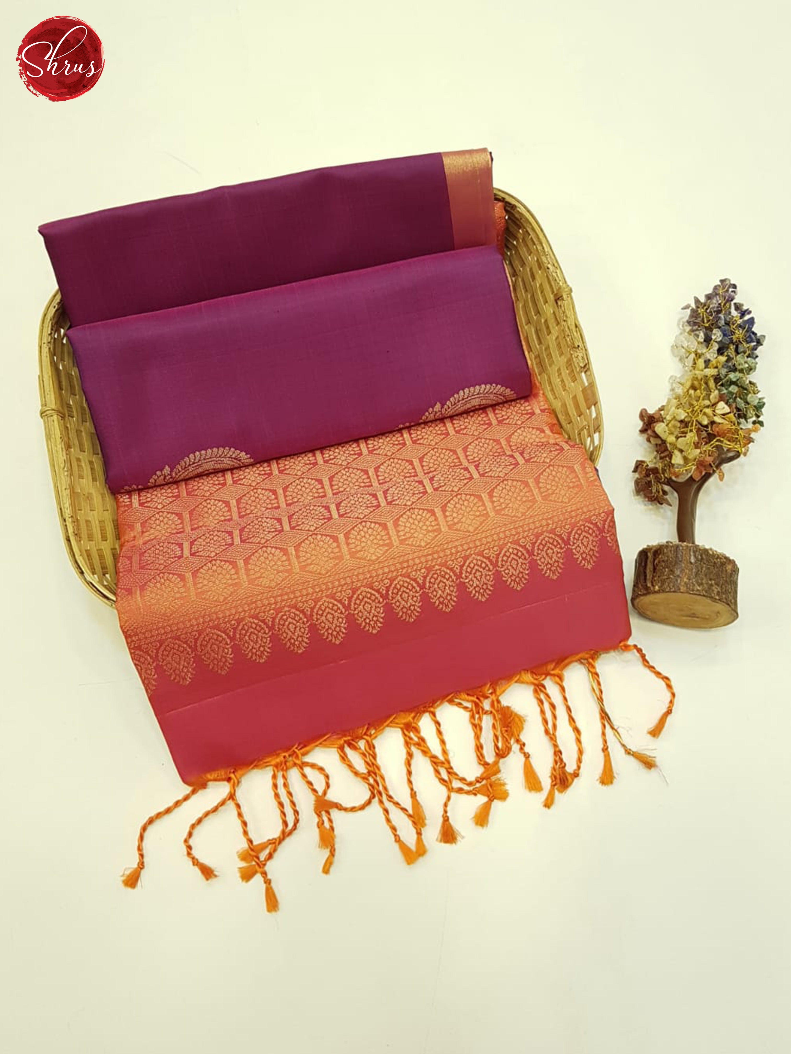 Wine And Orange- Soft Silk Saree - Shop on ShrusEternity.com