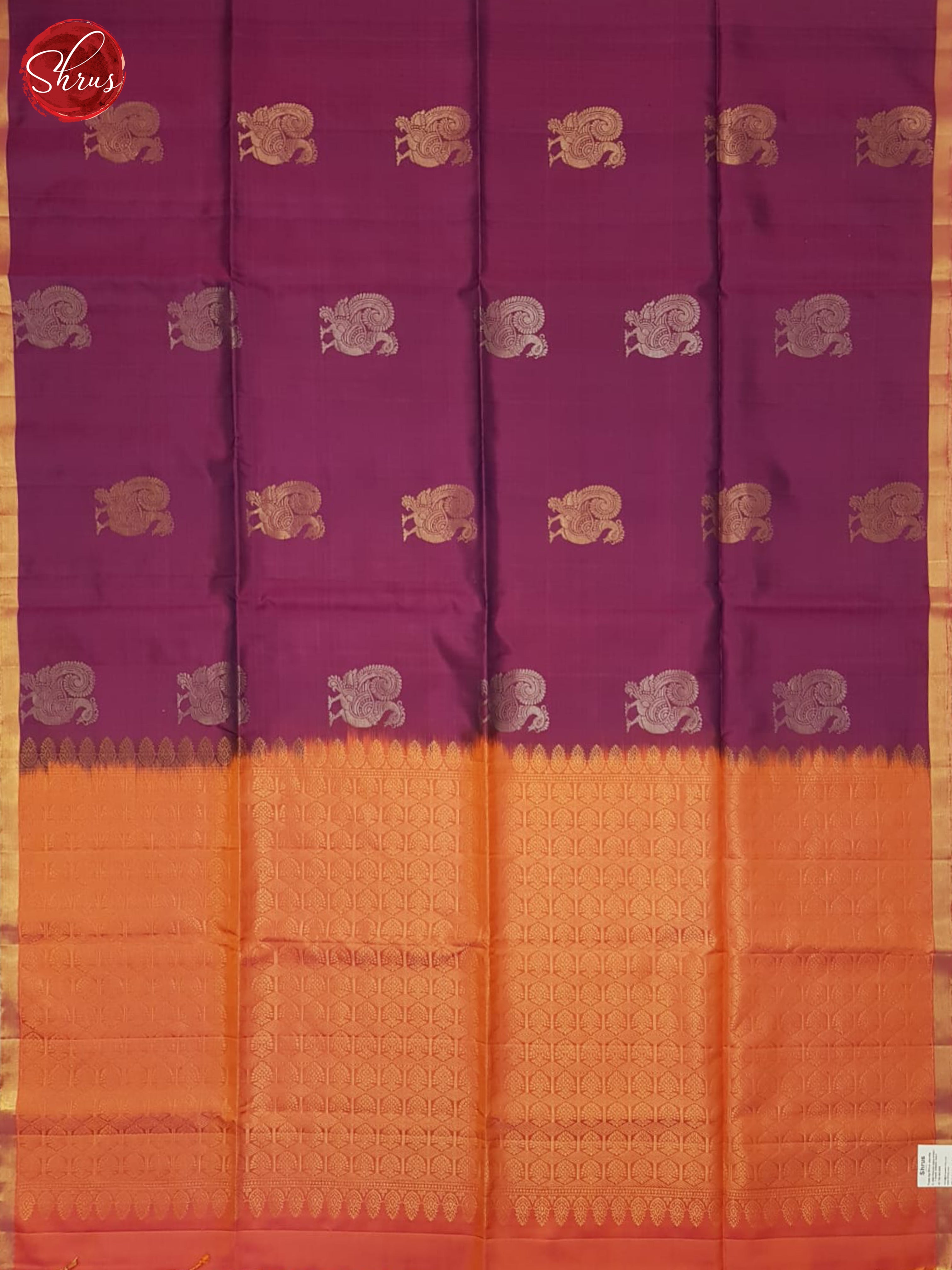 Wine And Orange- Soft Silk Saree - Shop on ShrusEternity.com