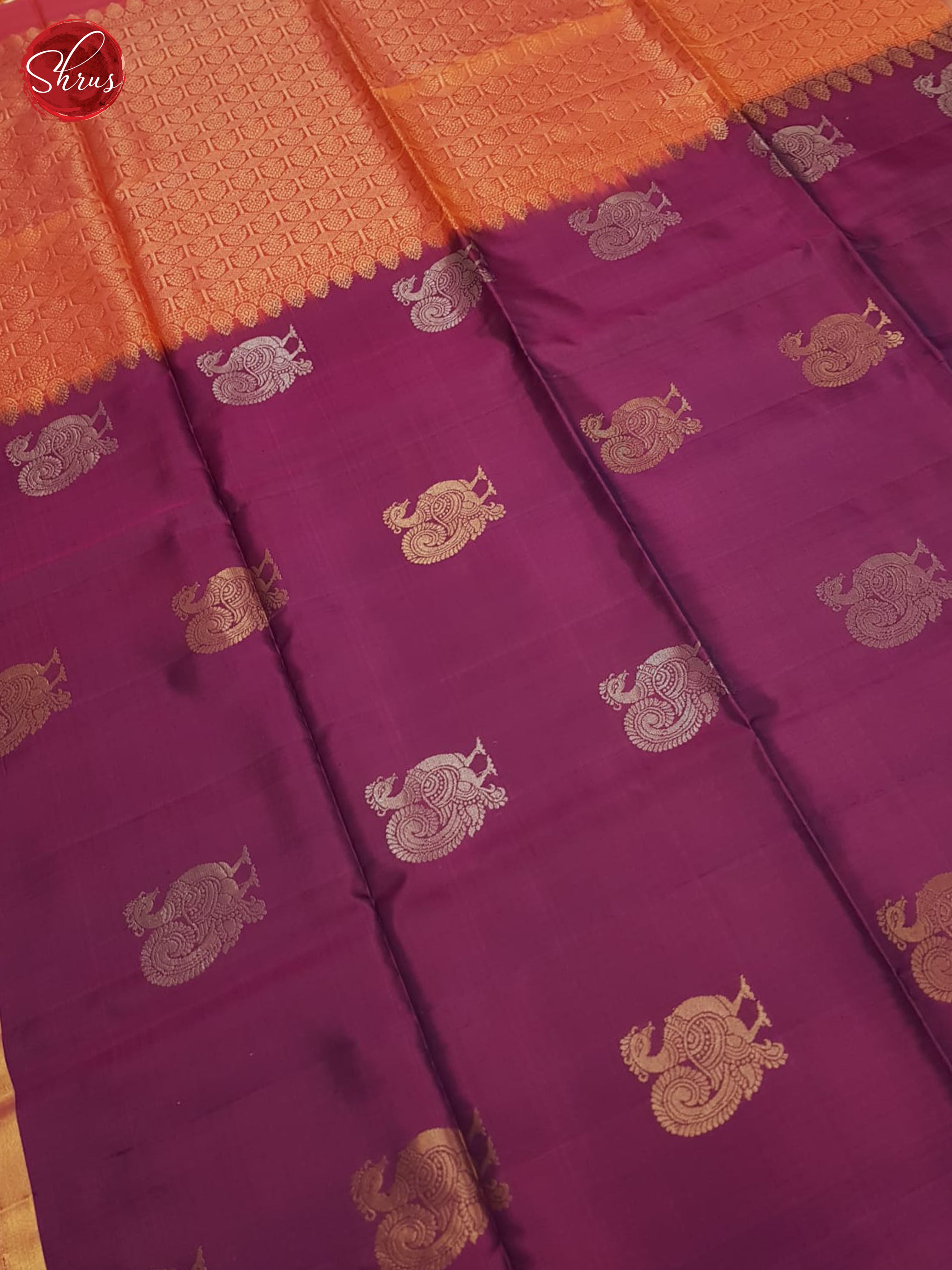 Wine And Orange- Soft Silk Saree - Shop on ShrusEternity.com