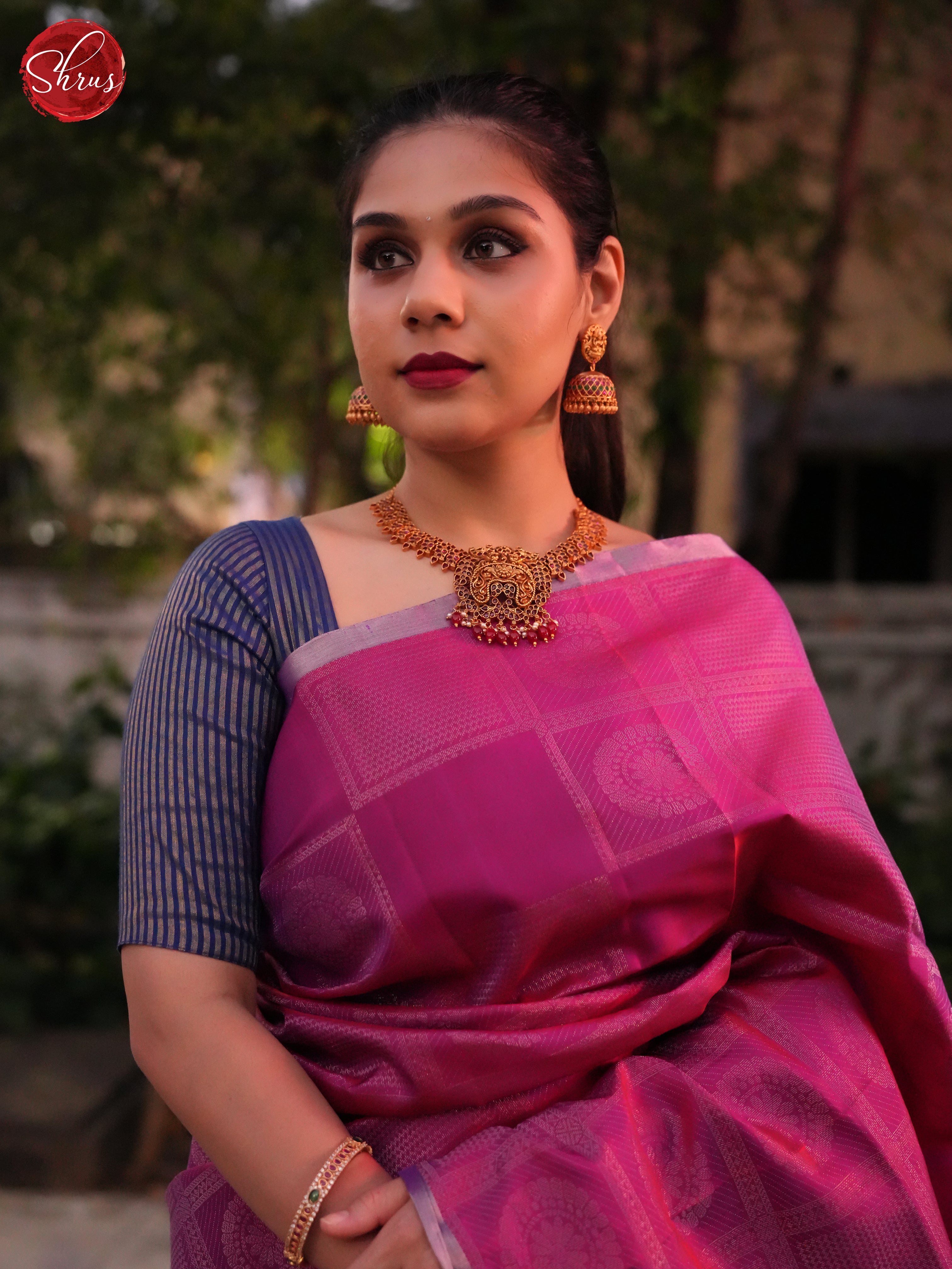 Purple And Blue - Soft Silk Saree - Shop on ShrusEternity.com