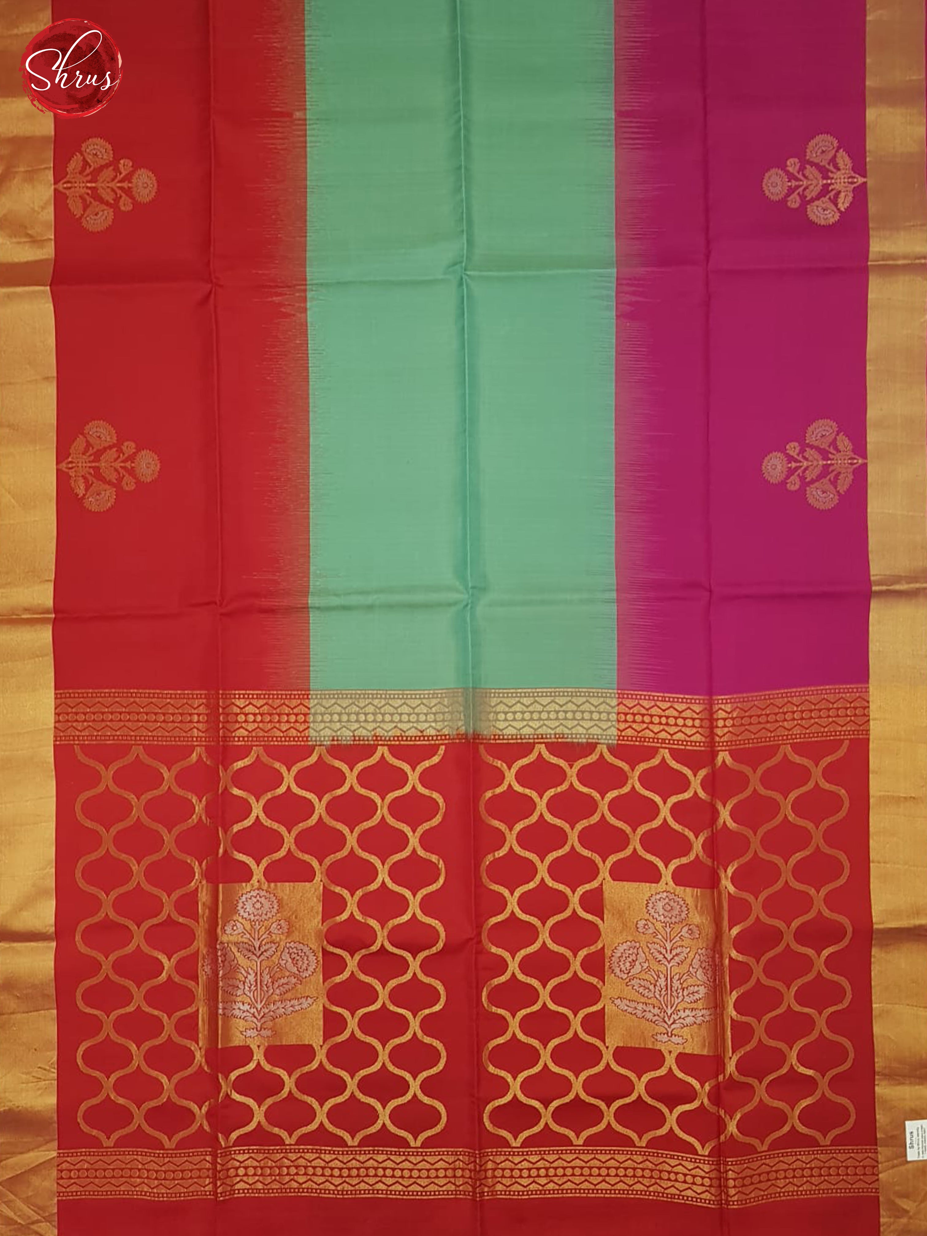 Green , Pink , Red - Soft Silk Saree - Shop on ShrusEternity.com