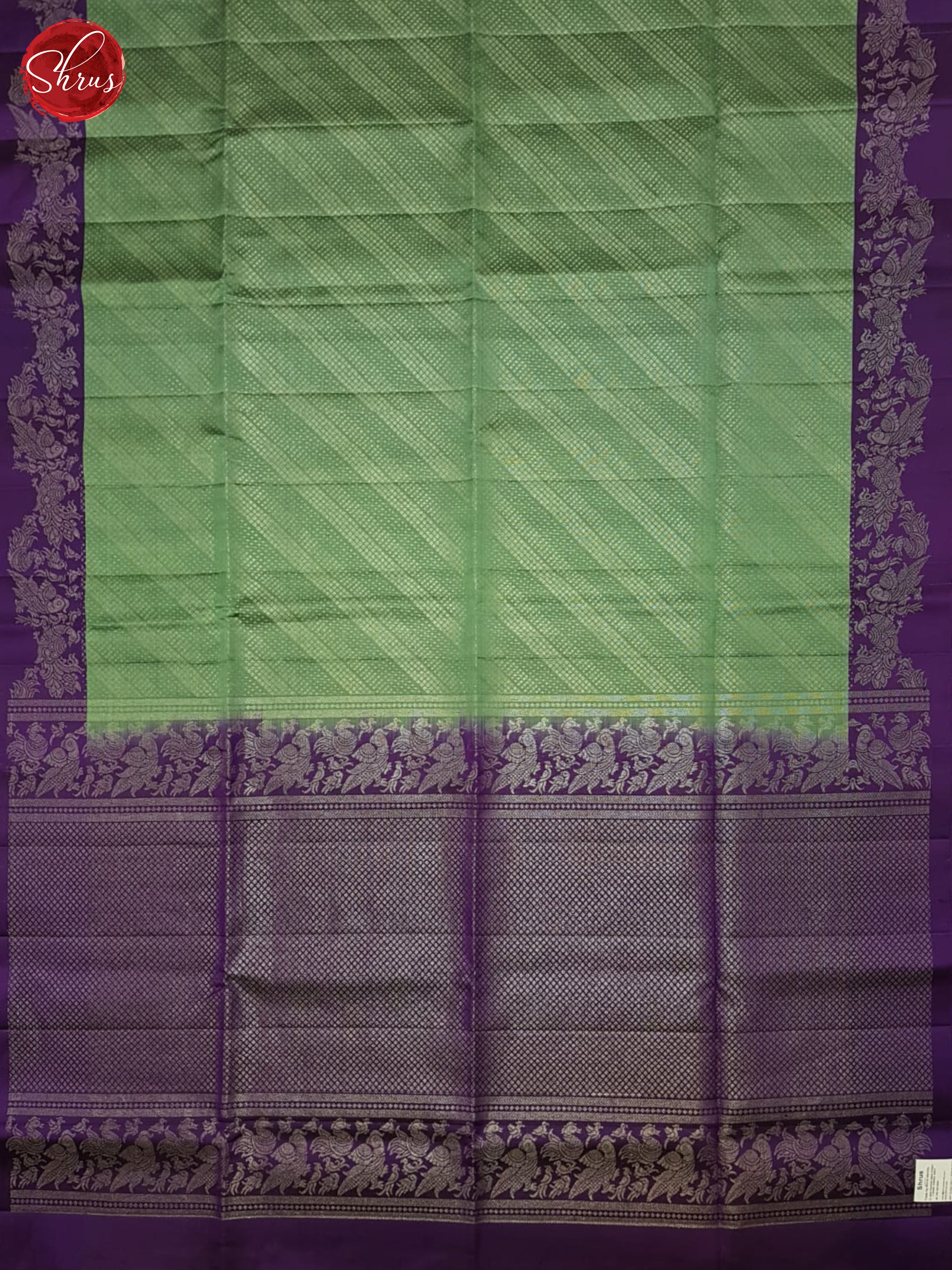 Green & Egg plant- Soft Silk Saree - Shop on ShrusEternity.com