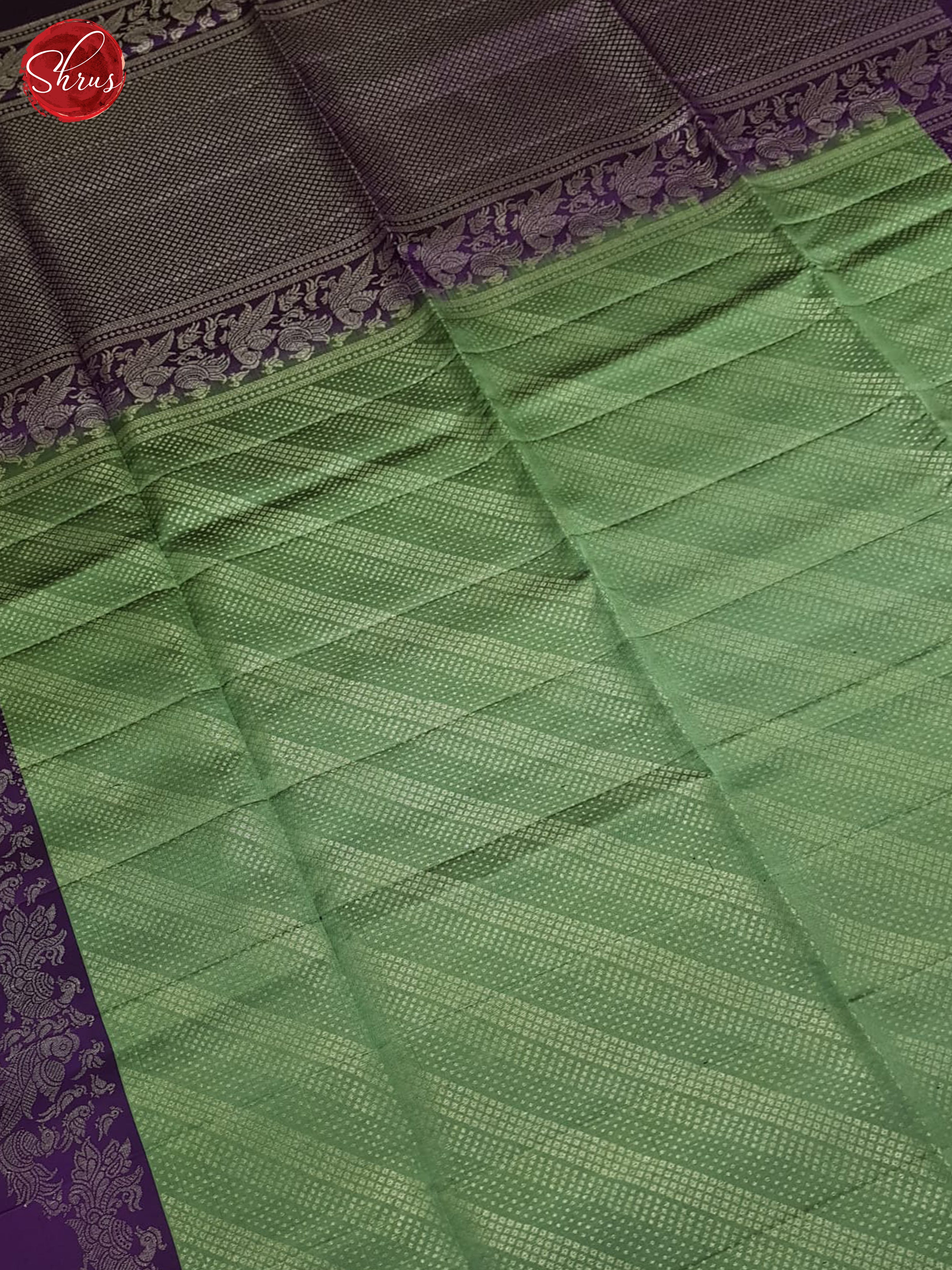 Green & Egg plant- Soft Silk Saree - Shop on ShrusEternity.com