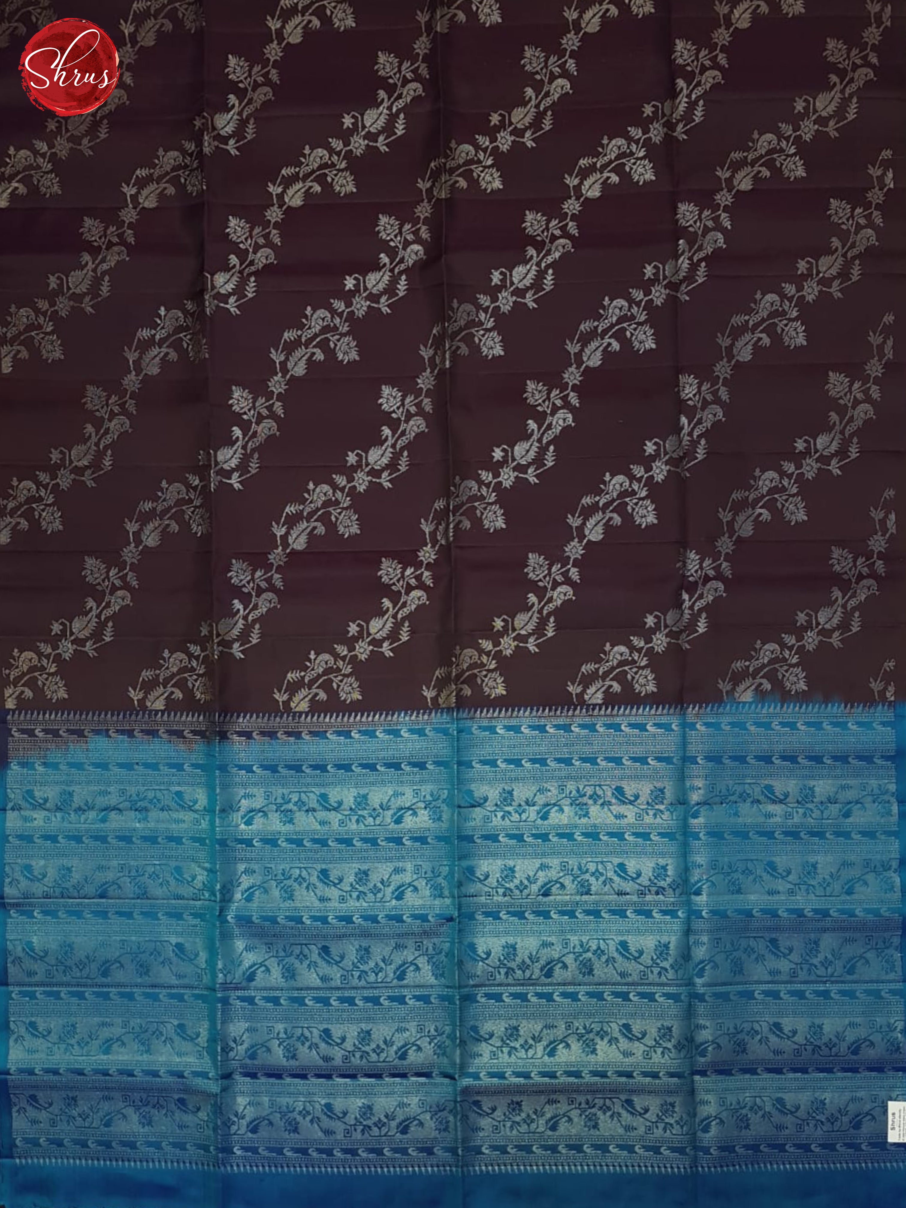 Brown & Blue - Soft Silk Saree - Shop on ShrusEternity.com