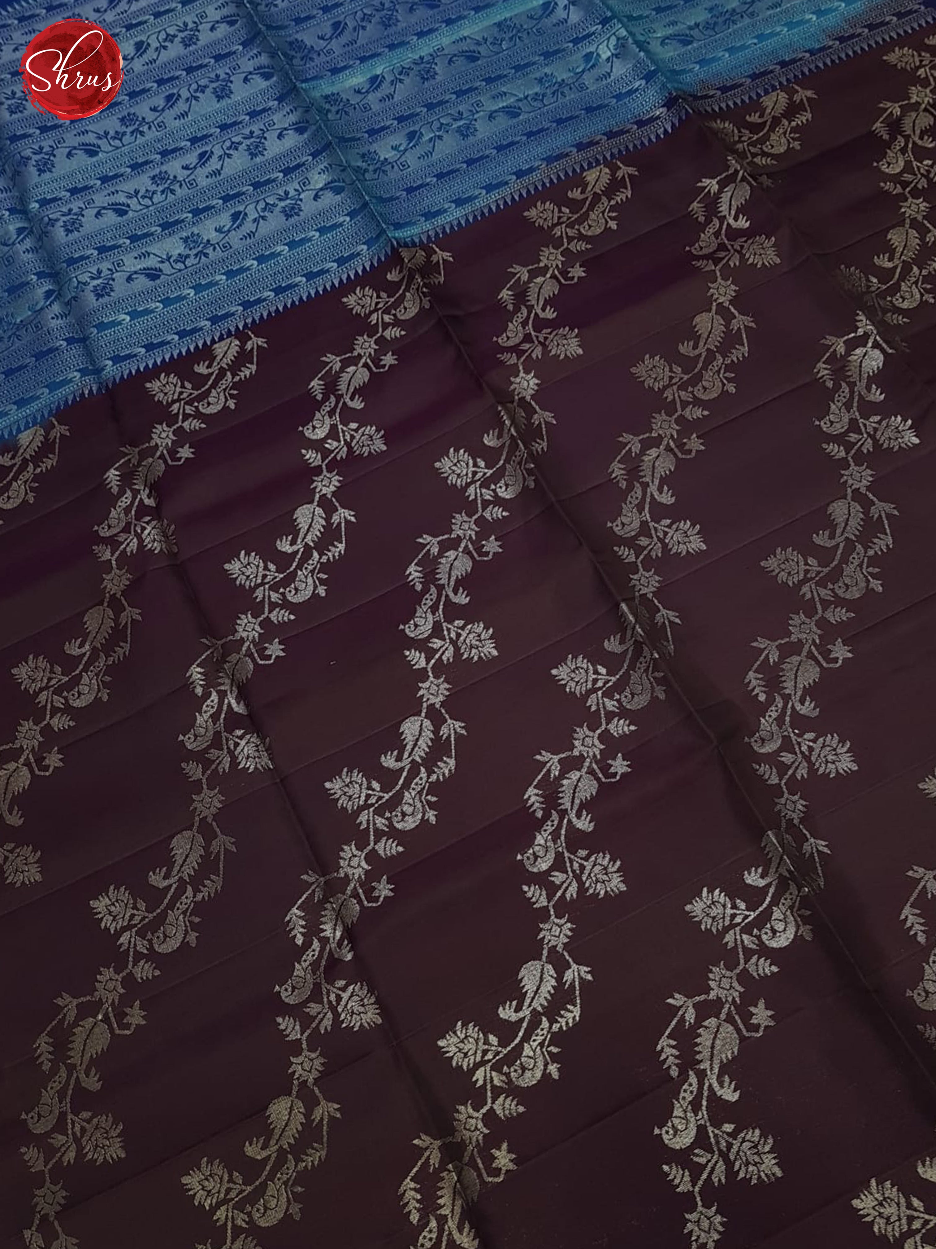 Brown & Blue - Soft Silk Saree - Shop on ShrusEternity.com