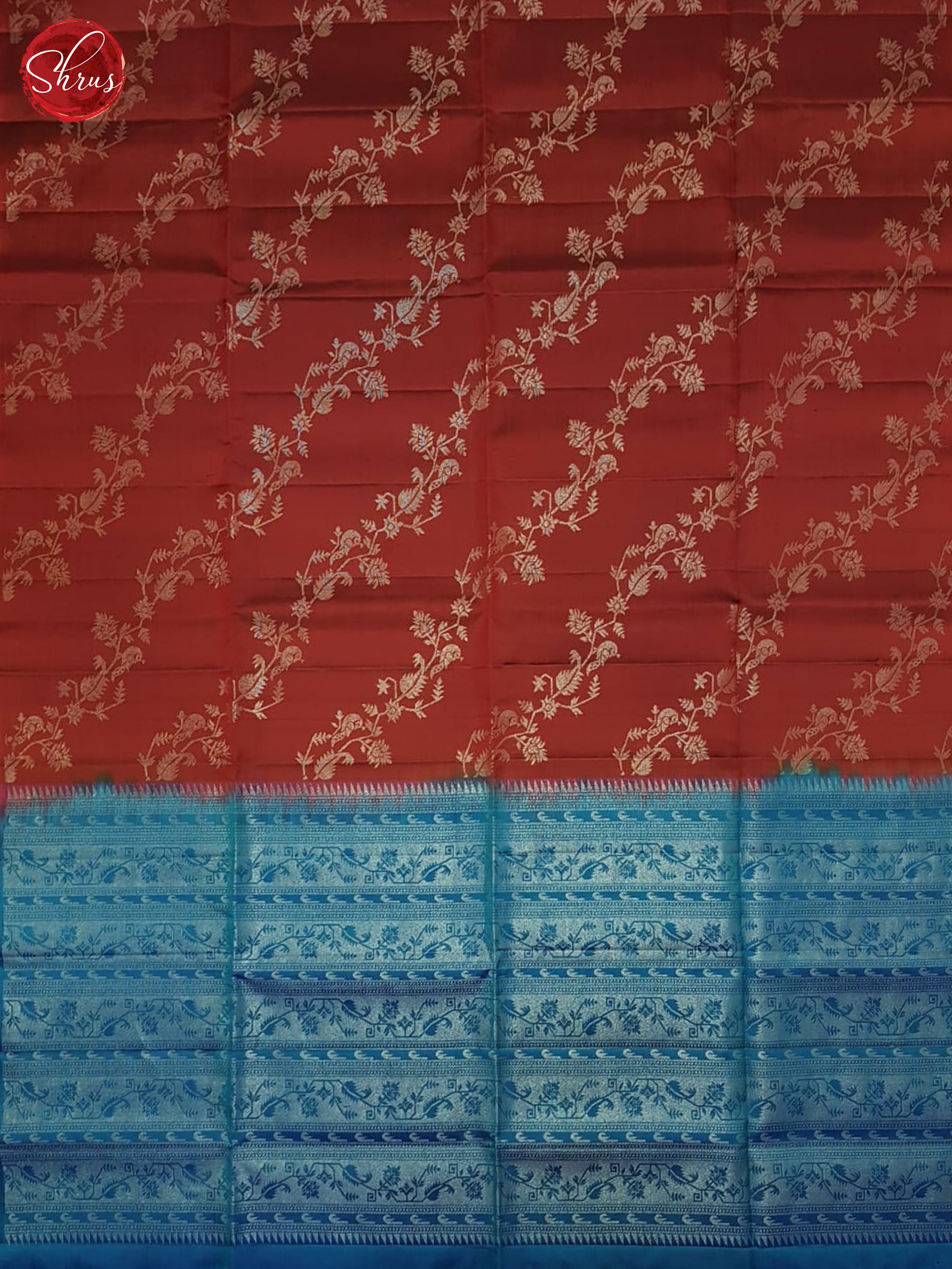 Red & Blue  - Soft Silk Saree - Shop on ShrusEternity.com