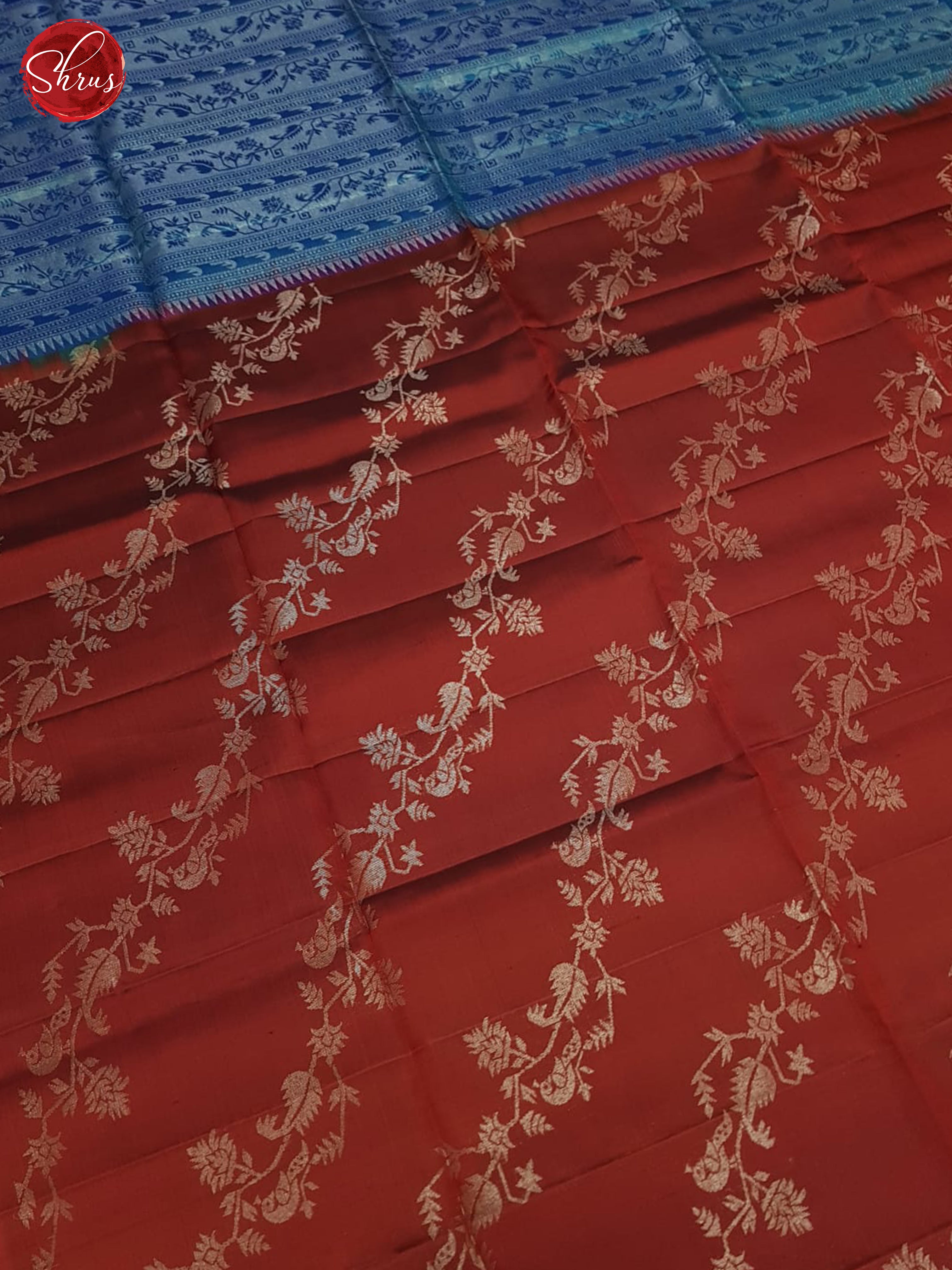 Red & Blue  - Soft Silk Saree - Shop on ShrusEternity.com