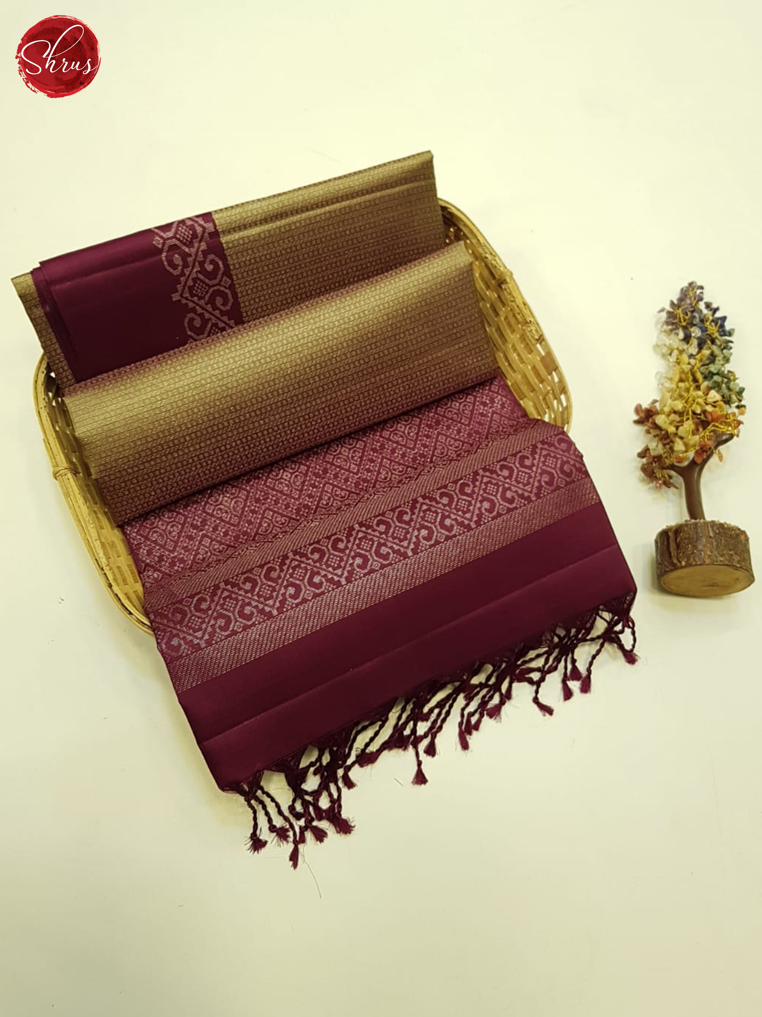 Mehandi Green & Maroon- Soft Silk Saree - Shop on ShrusEternity.com