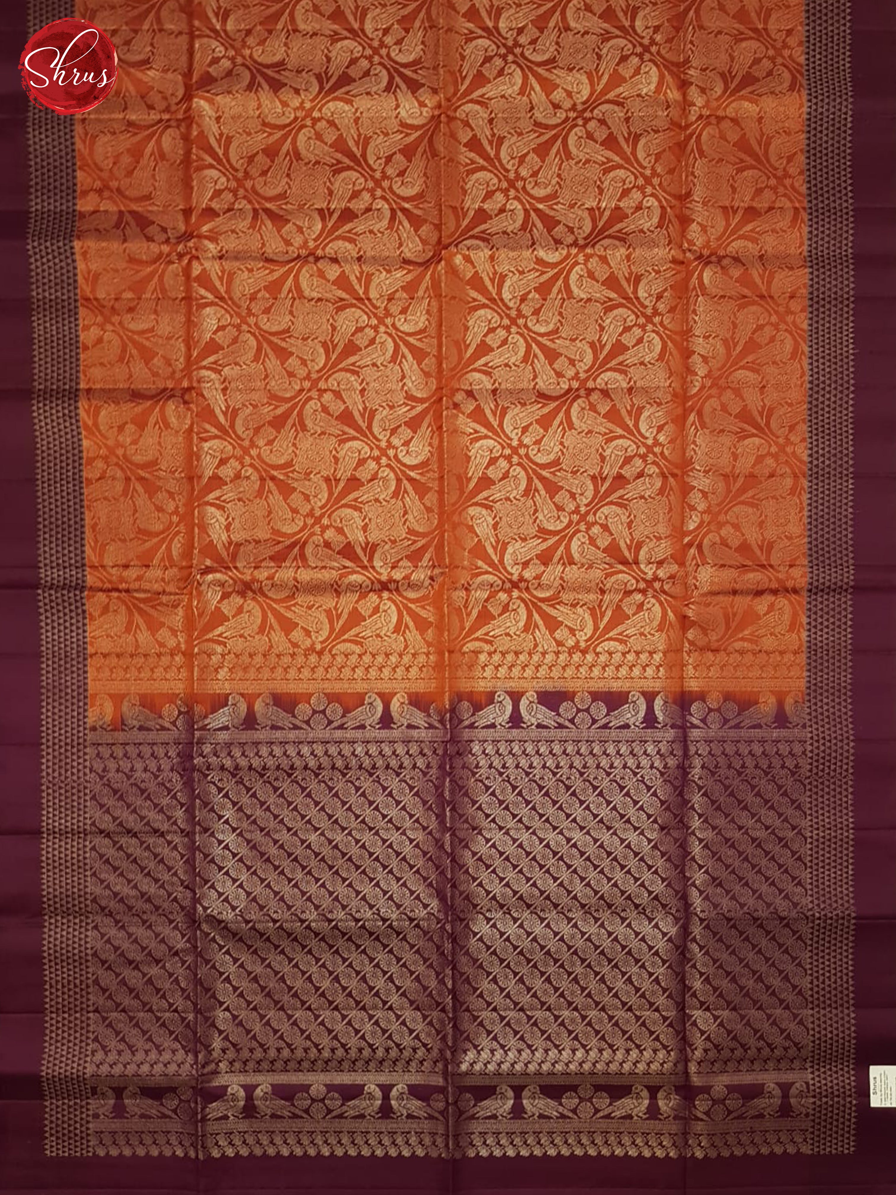 Orange & Wine- Soft Silk Saree - Shop on ShrusEternity.com