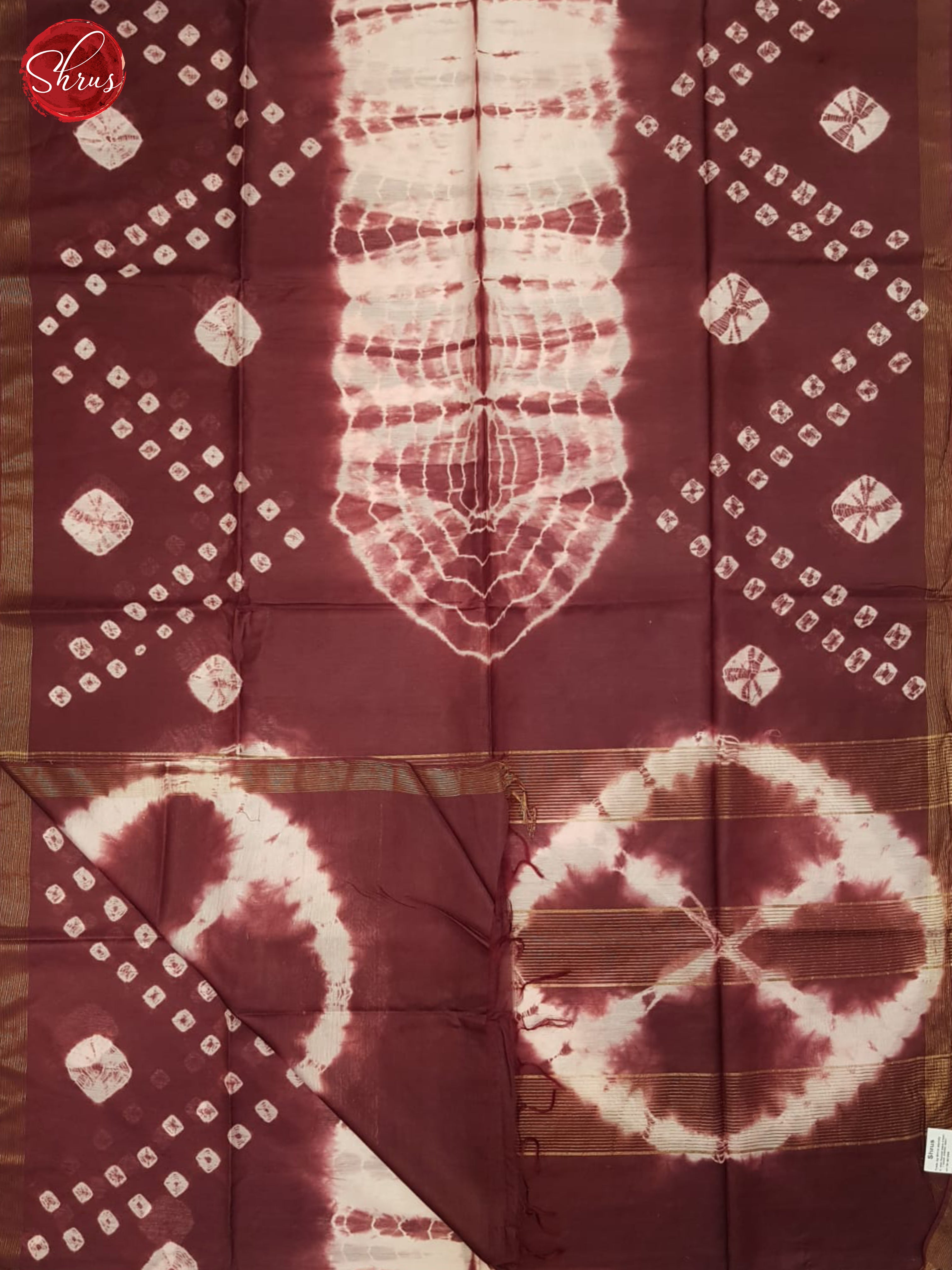 Cream And Brown- Shibori Saree - Shop on ShrusEternity.com