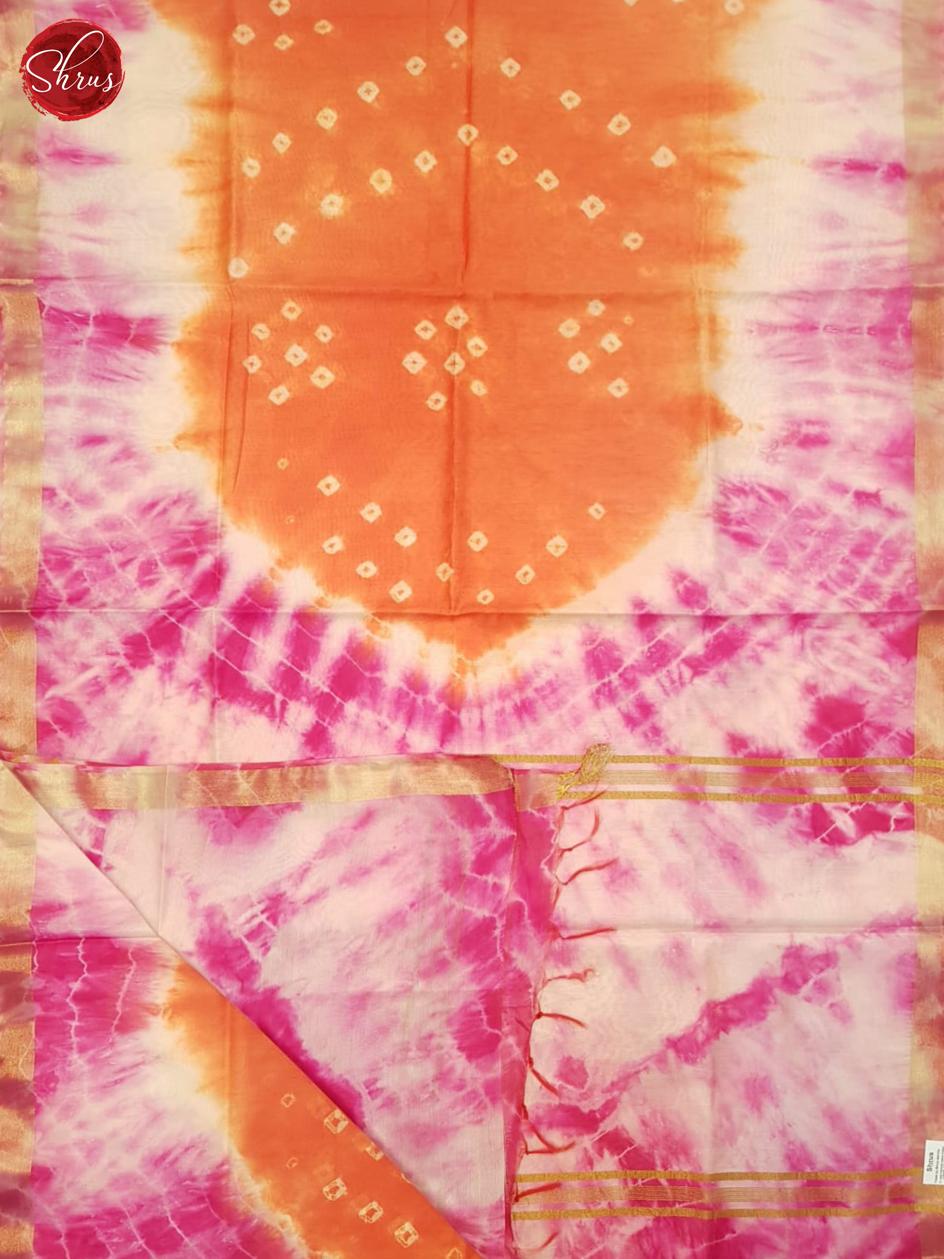 Orange And Pink- Shibori Saree - Shop on ShrusEternity.com