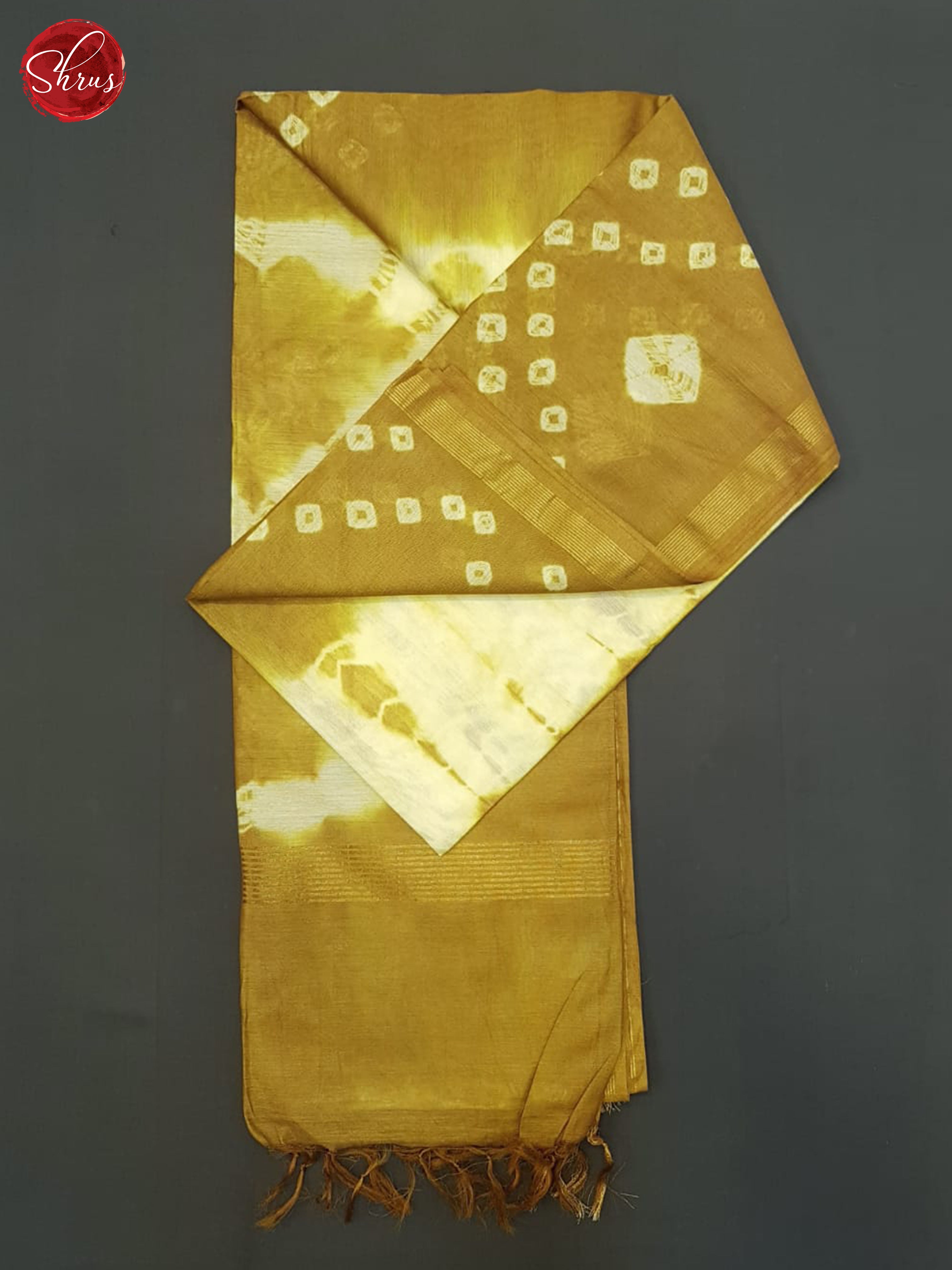 Cream And Mustard- Shibori Saree - Shop on ShrusEternity.com