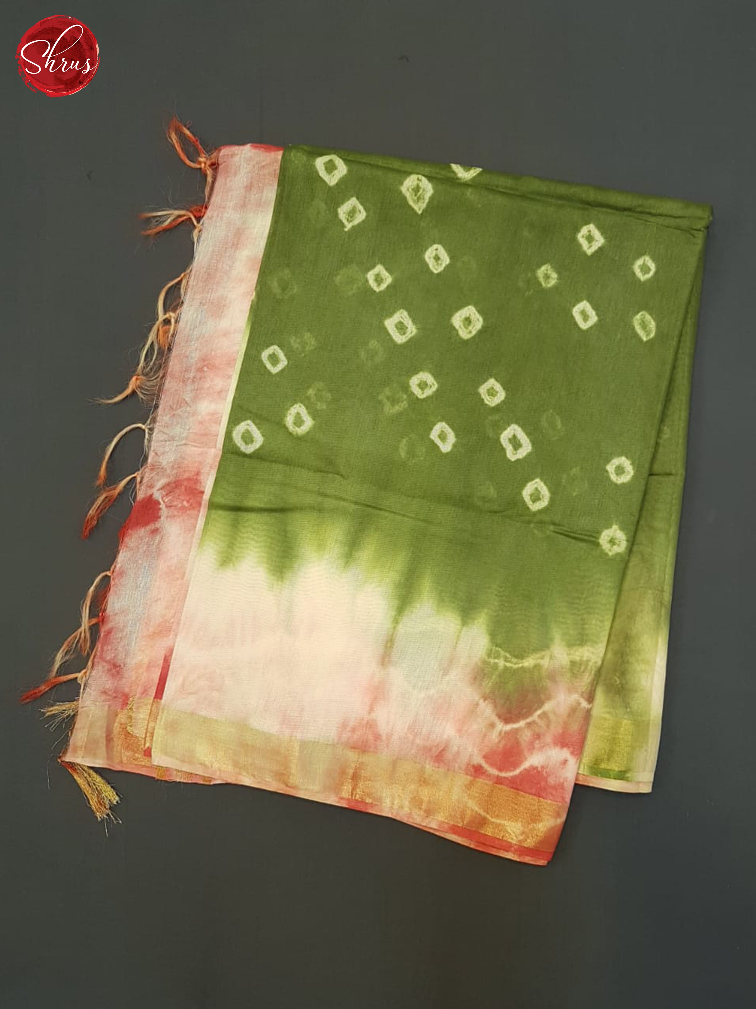 Green And Cream- Shibori Saree - Shop on ShrusEternity.com