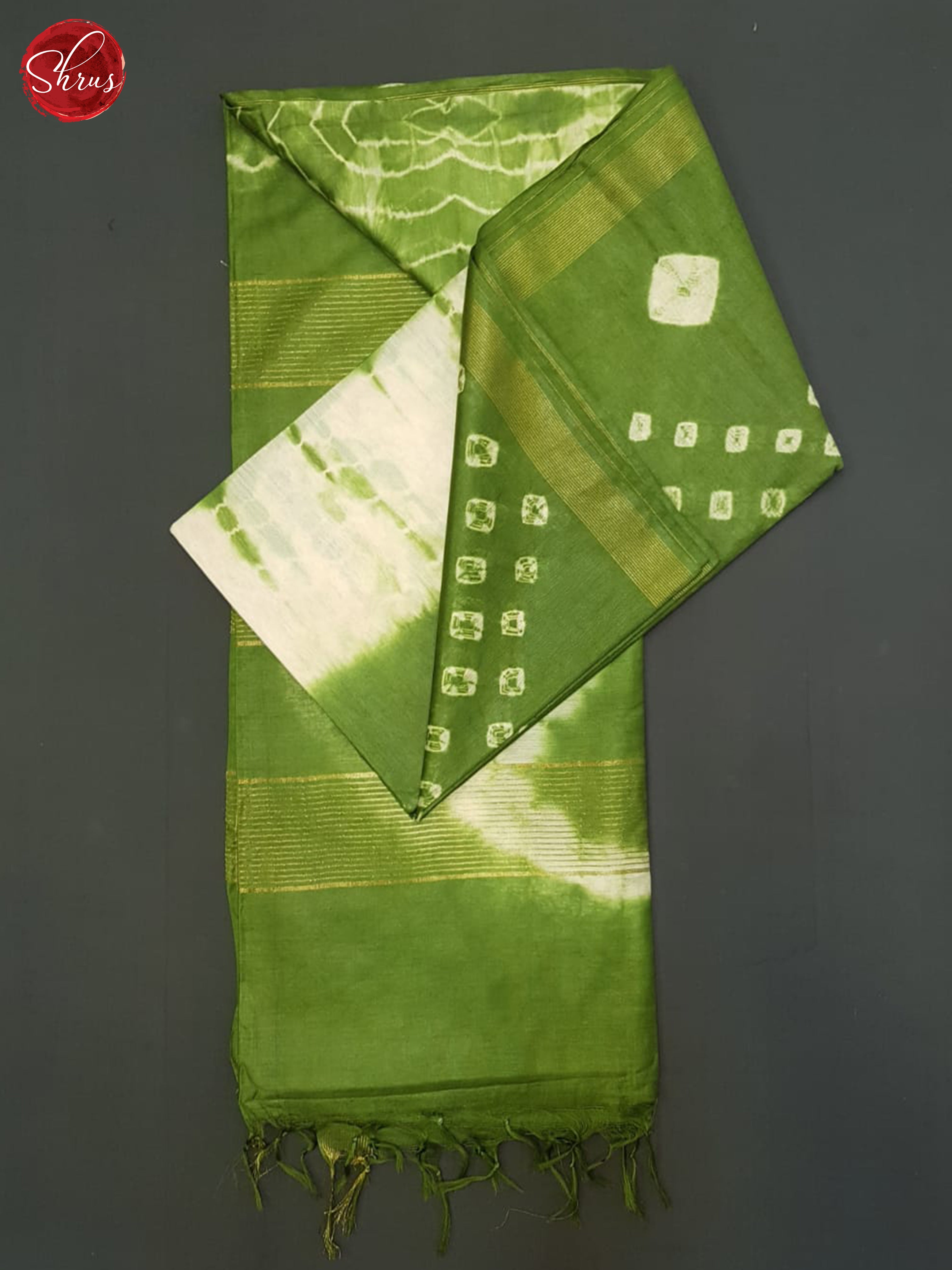 Cream And Green- shibori saree - Shop on ShrusEternity.com