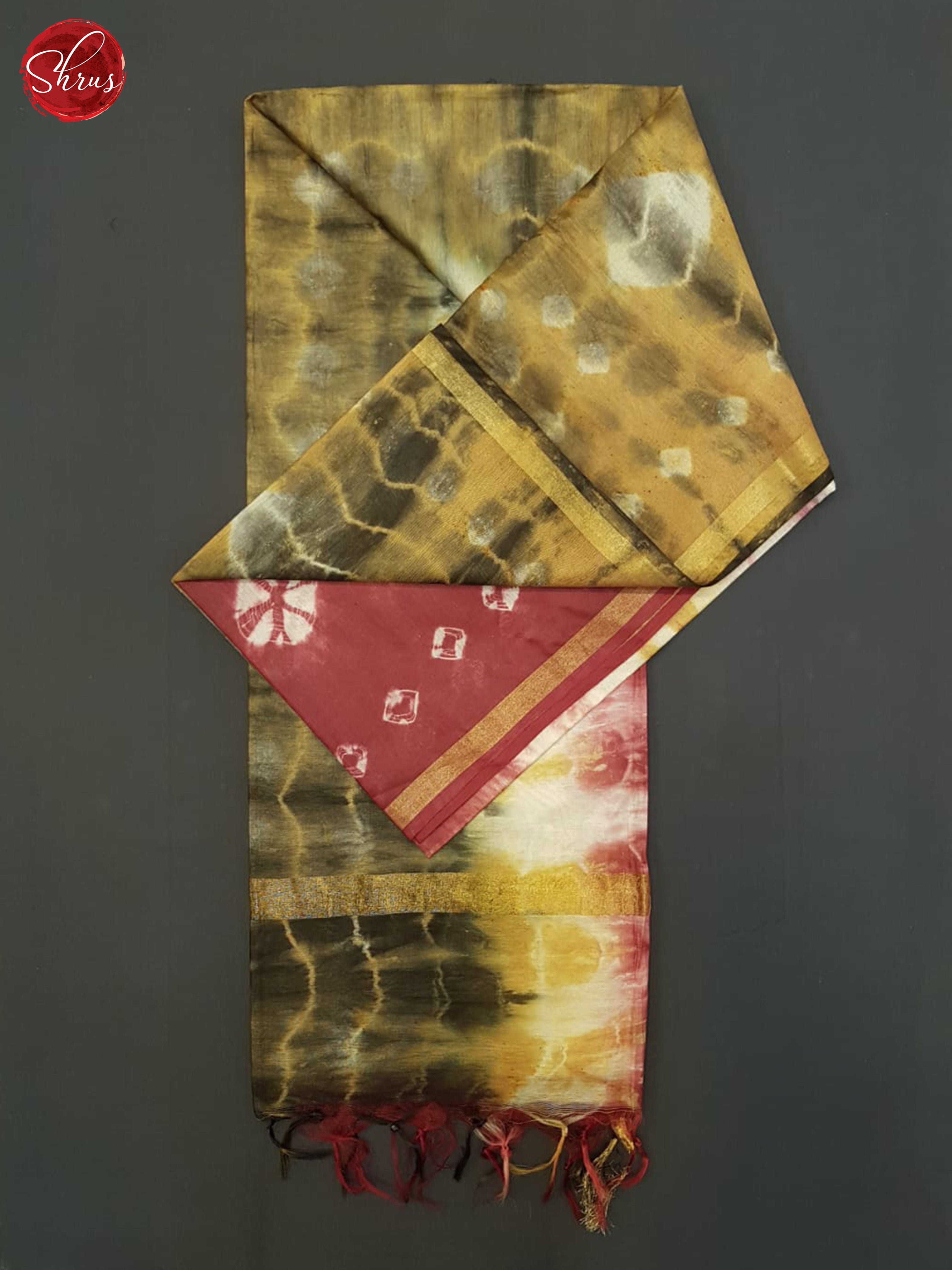 Maroon And Mustard- Shibori Saree - Shop on ShrusEternity.com