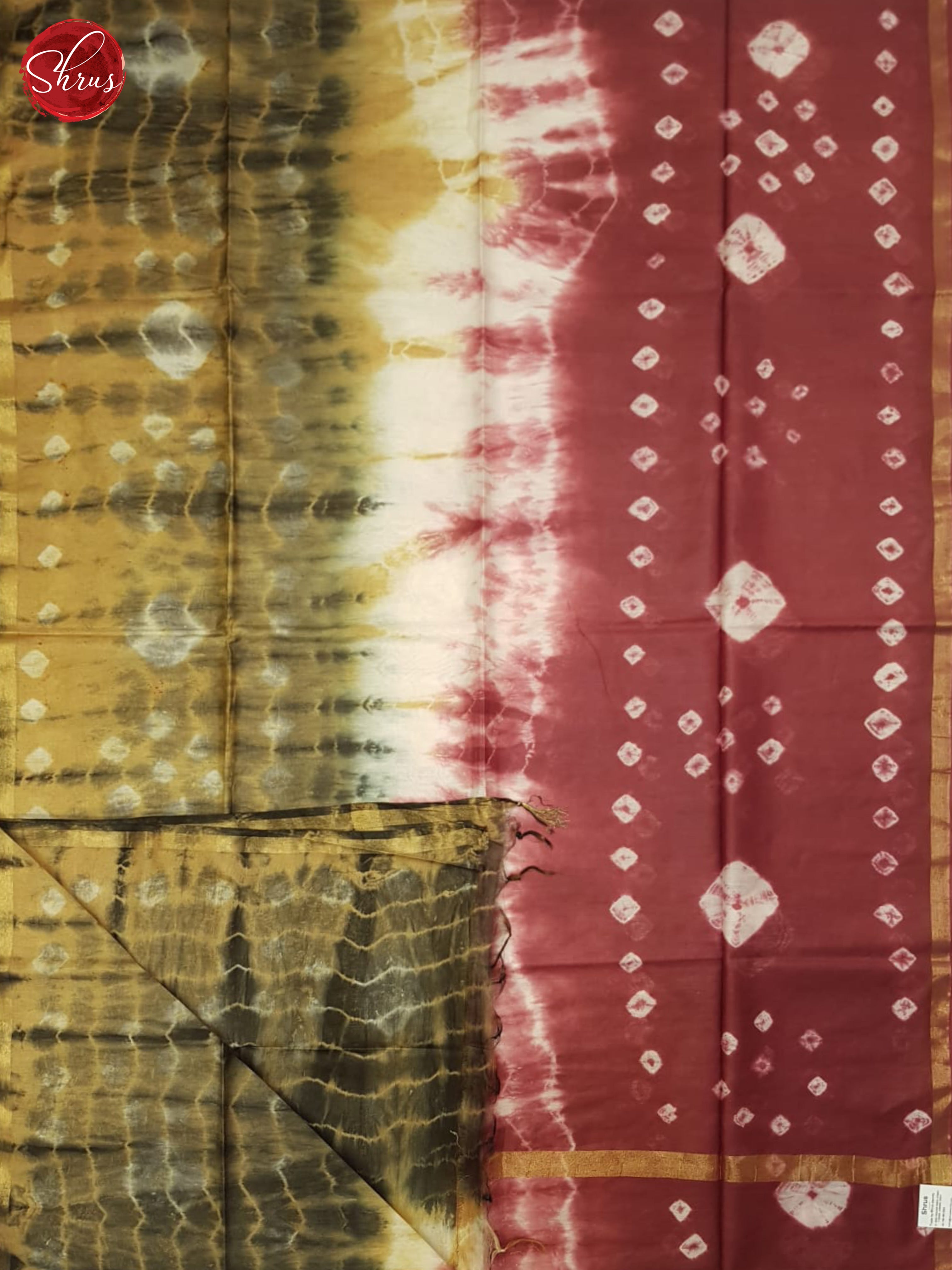 Maroon And Mustard- Shibori Saree - Shop on ShrusEternity.com