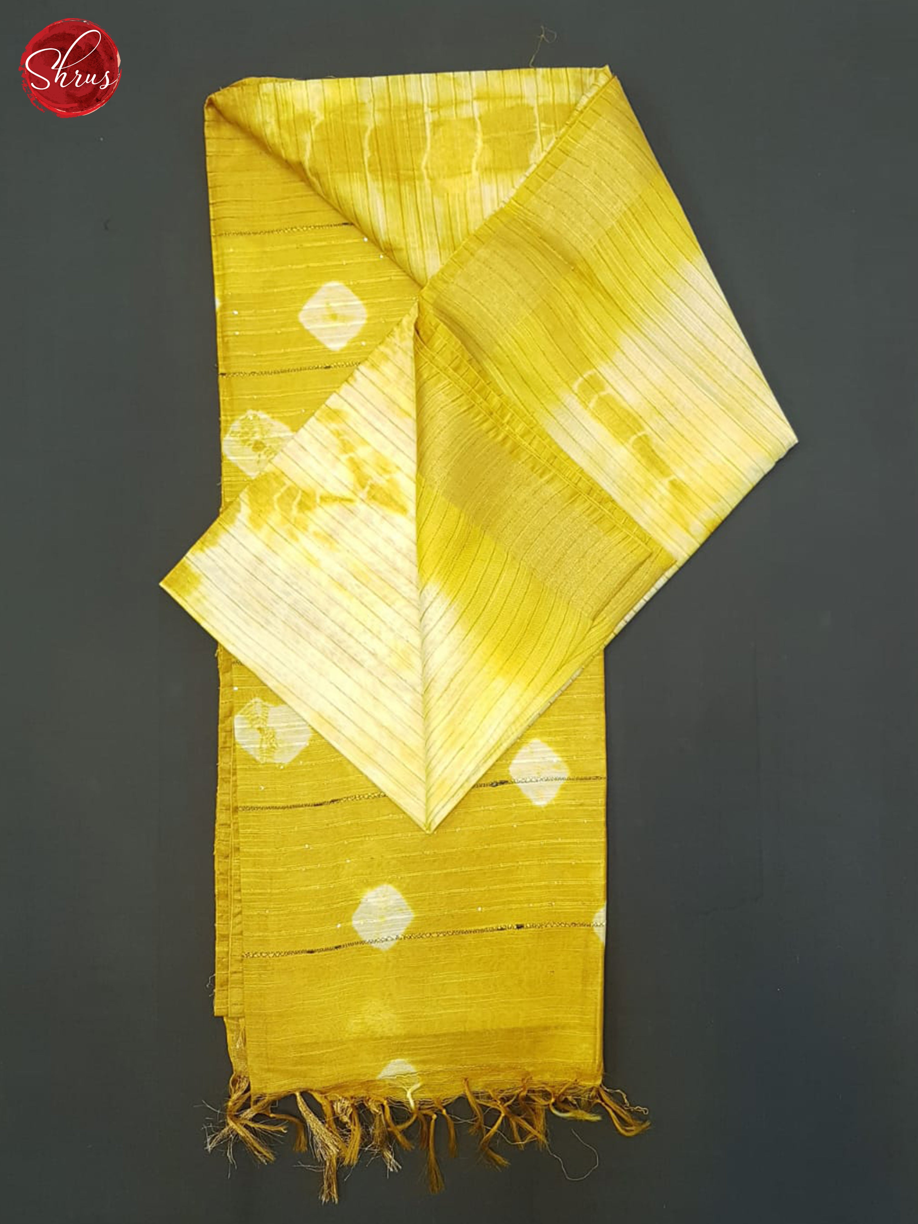 Cream And Mustard- Shibori Saree - Shop on ShrusEternity.com