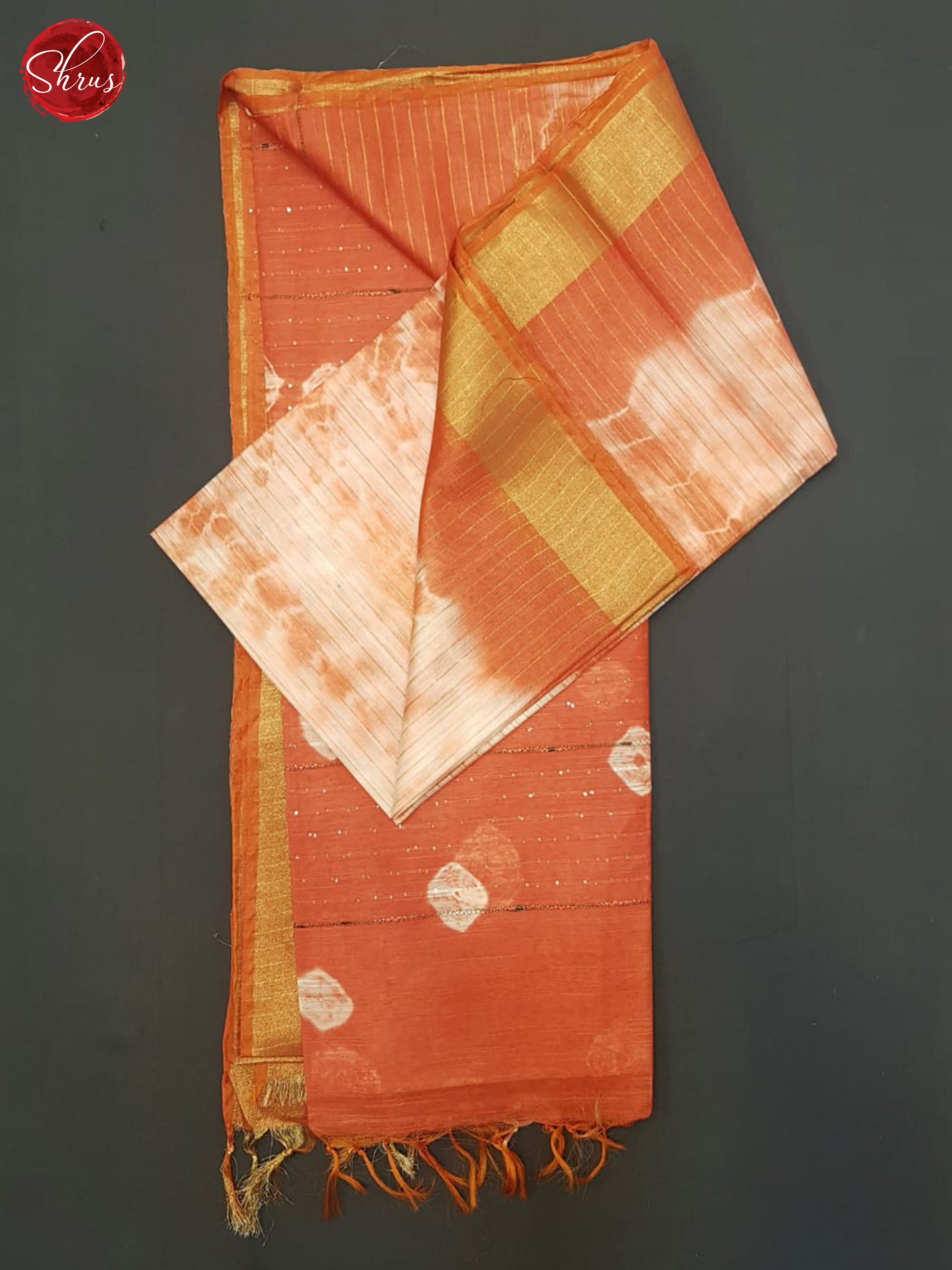 Cream And Orange-Shibori Saree - Shop on ShrusEternity.com